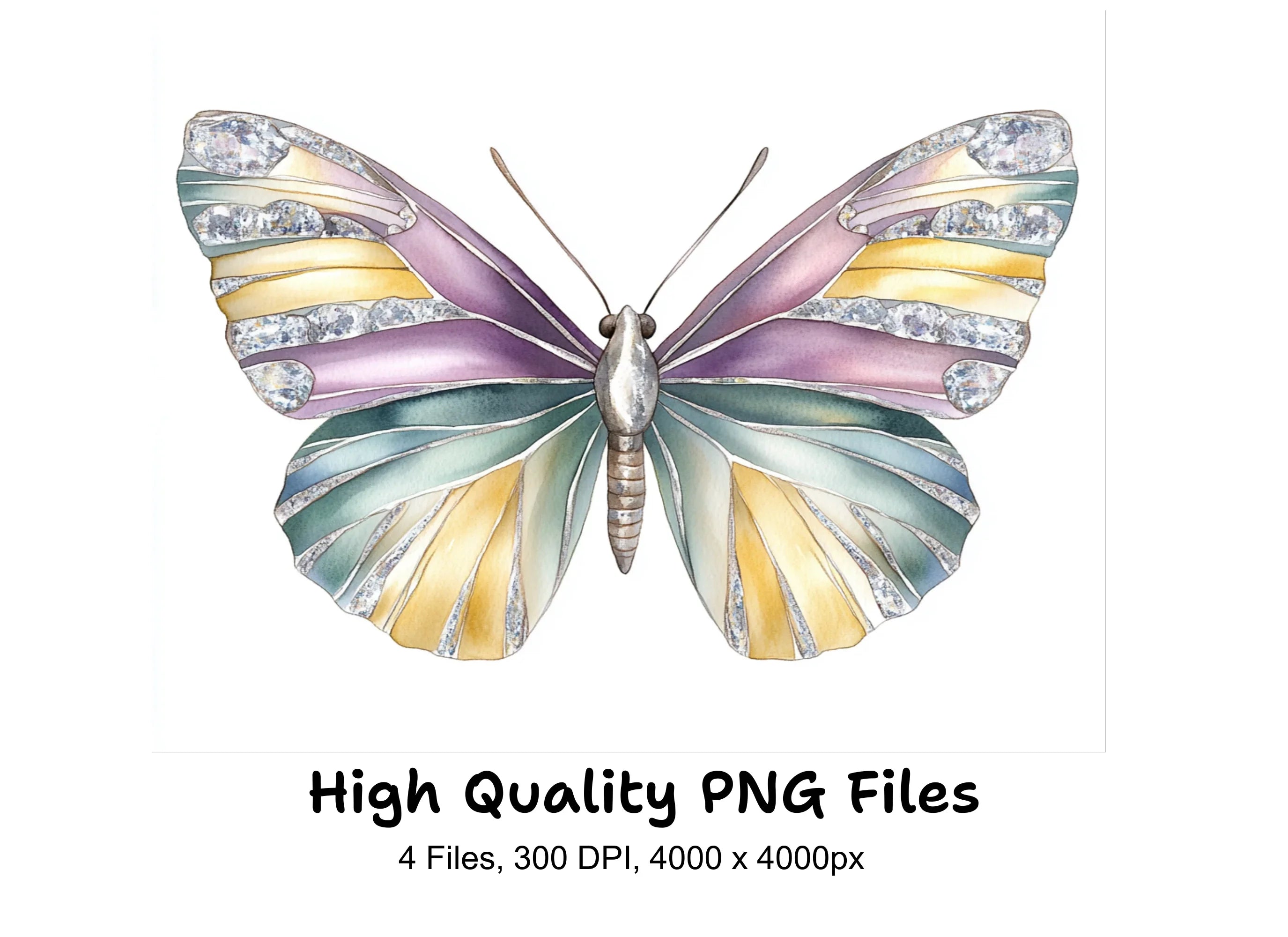Sparkling Jewel Butterfly Clipart Bundle