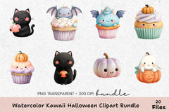Kawaii Halloween Clipart Bundle for Spooky Fun - CraftNest - Digital Crafting and Art
