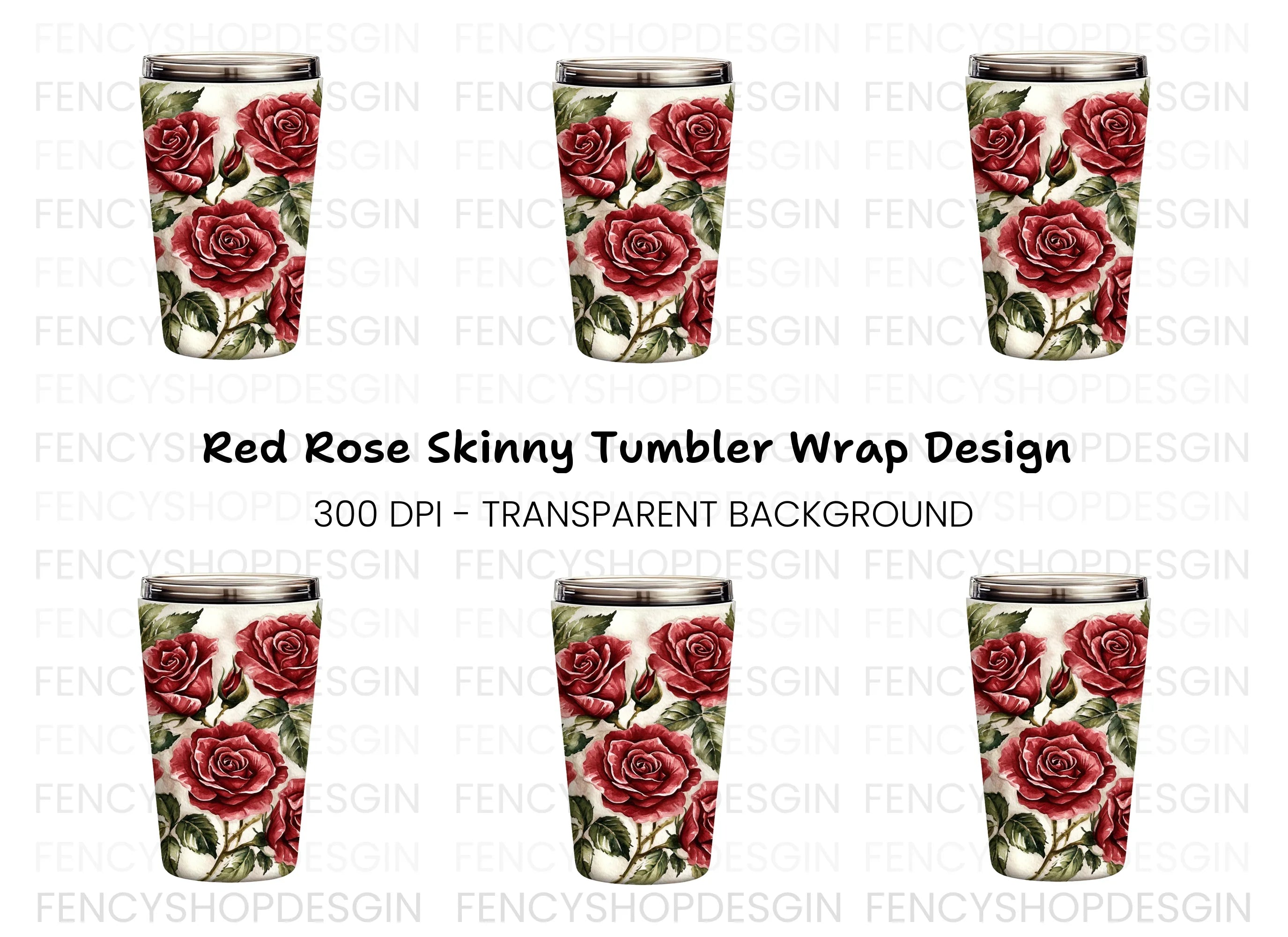 Red Roses Tumbler Clipart Bundle