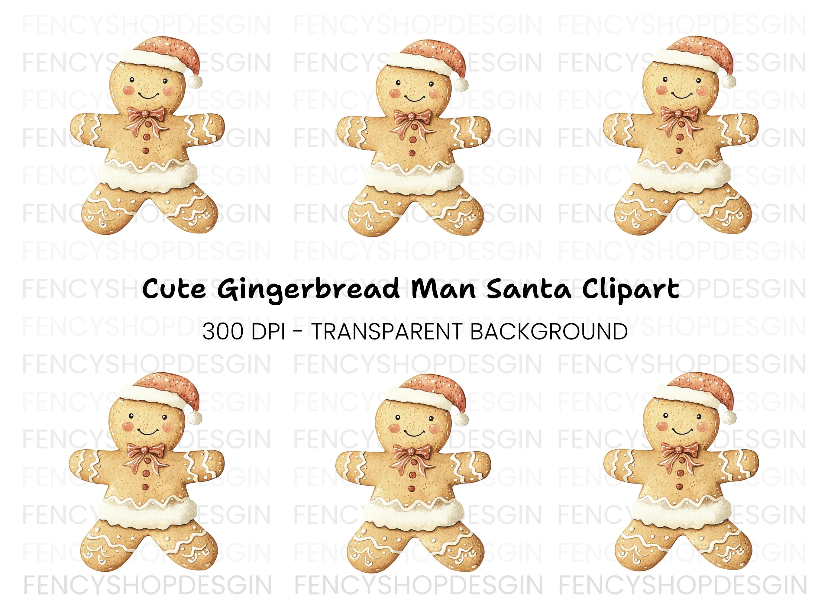 Cute Gingerbread Man Christmas Clipart Bundle