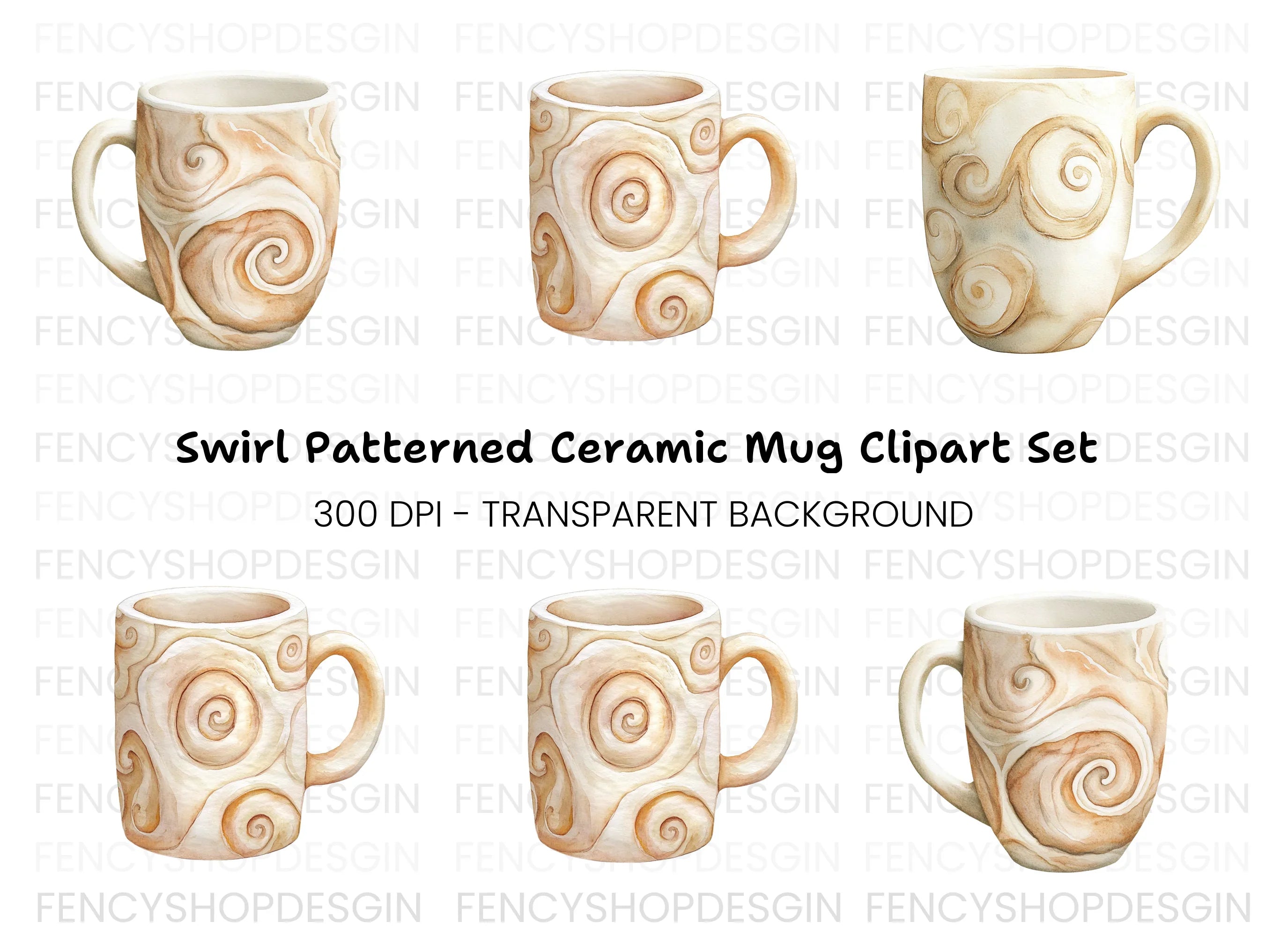 Swirl Pattern Coffee Clipart Bundle