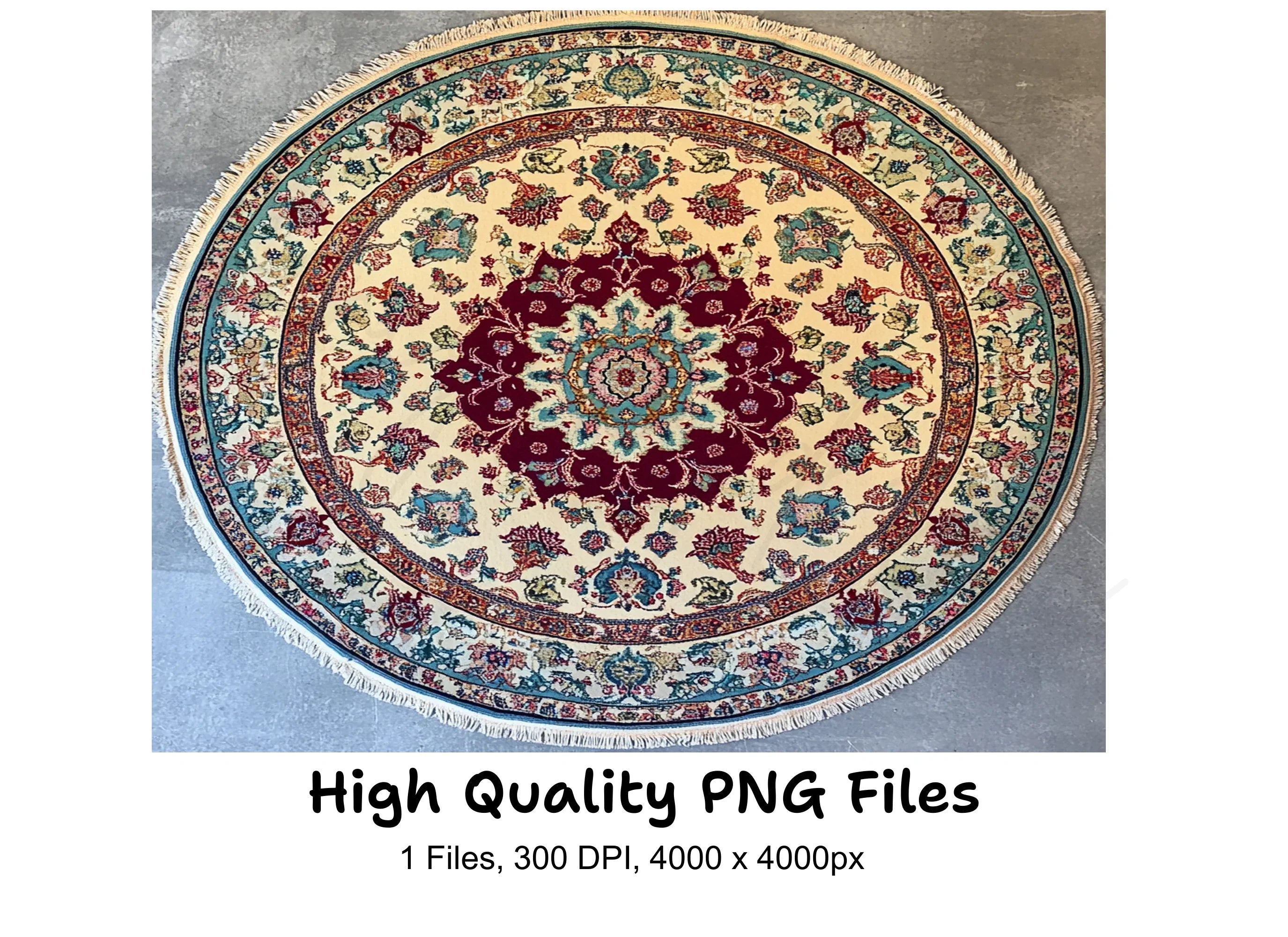Elegant Round Persian Rug Clipart Bundle