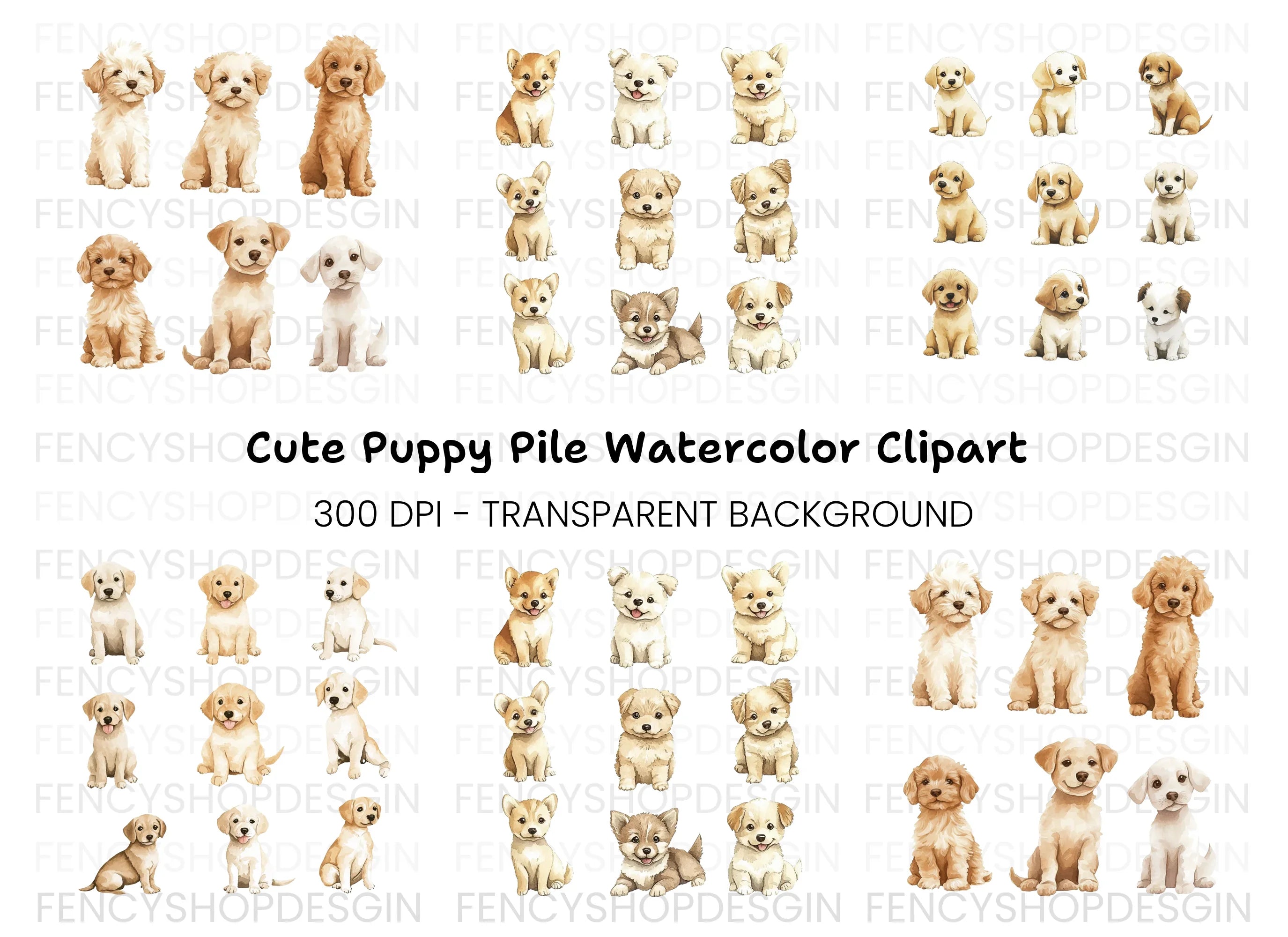 Golden Retriever Puppy Clipart Bundle