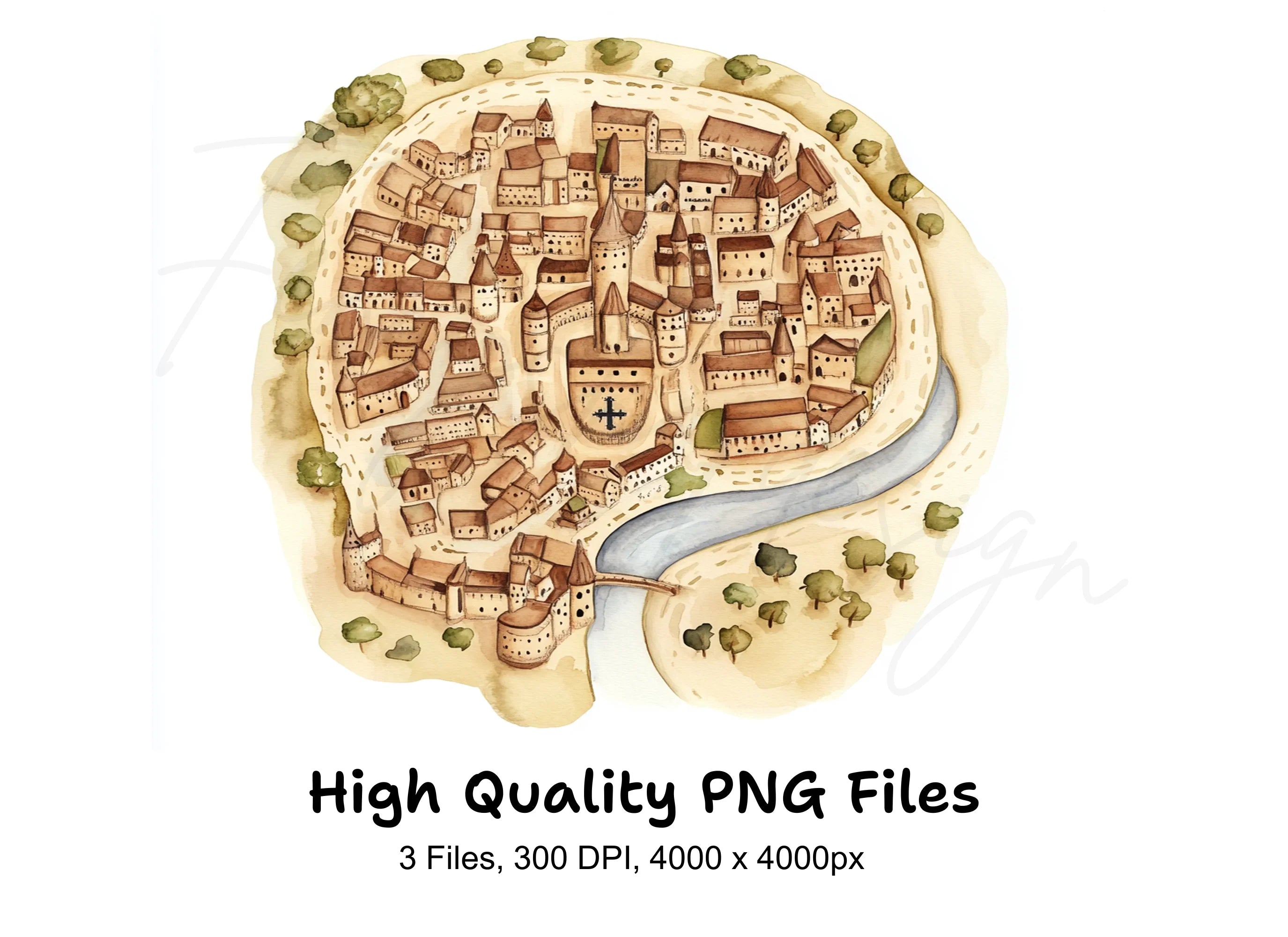 Vintage Style City Maps Clipart Bundle