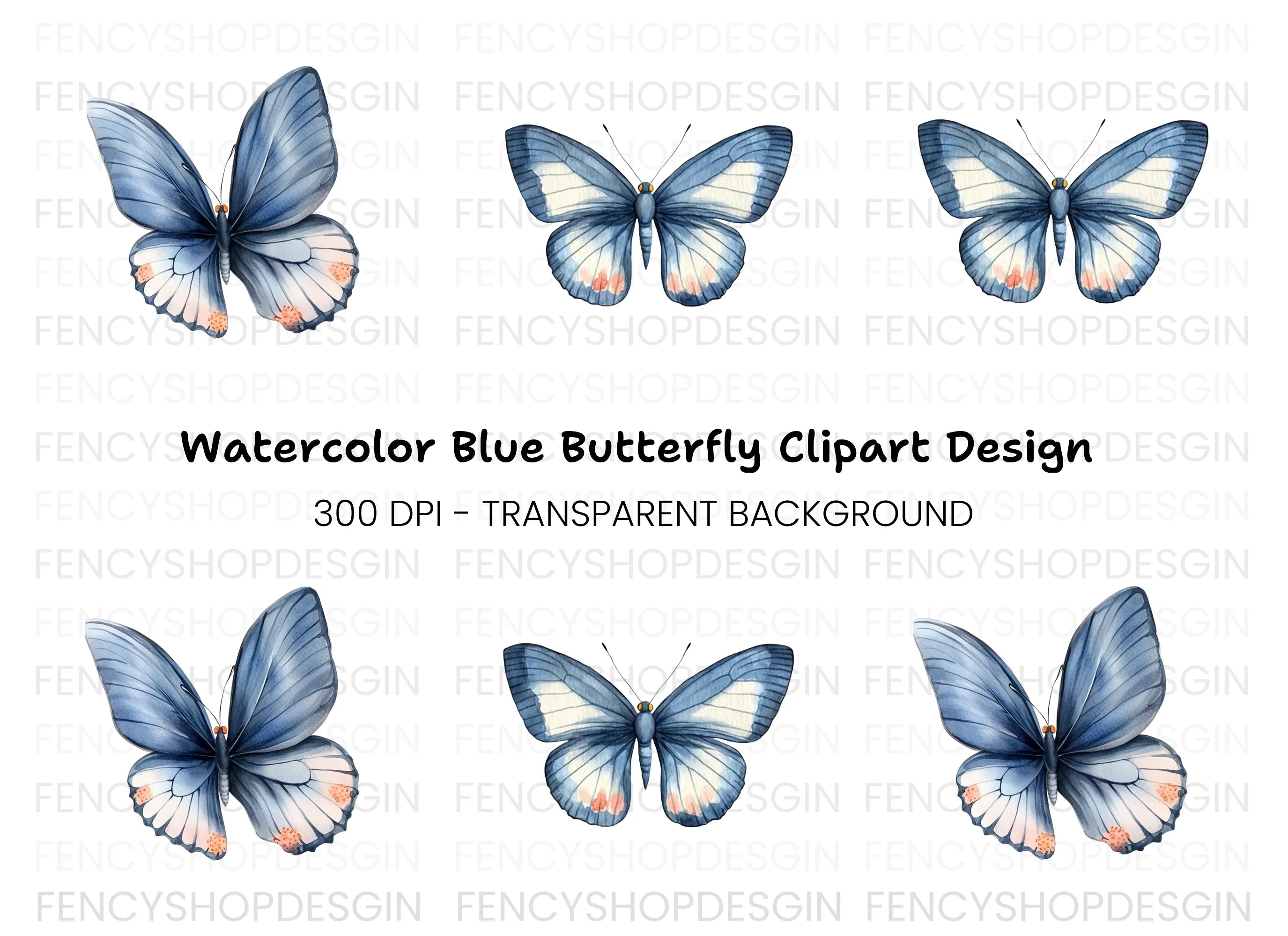 Vibrant Blue Butterfly Clipart Bundle