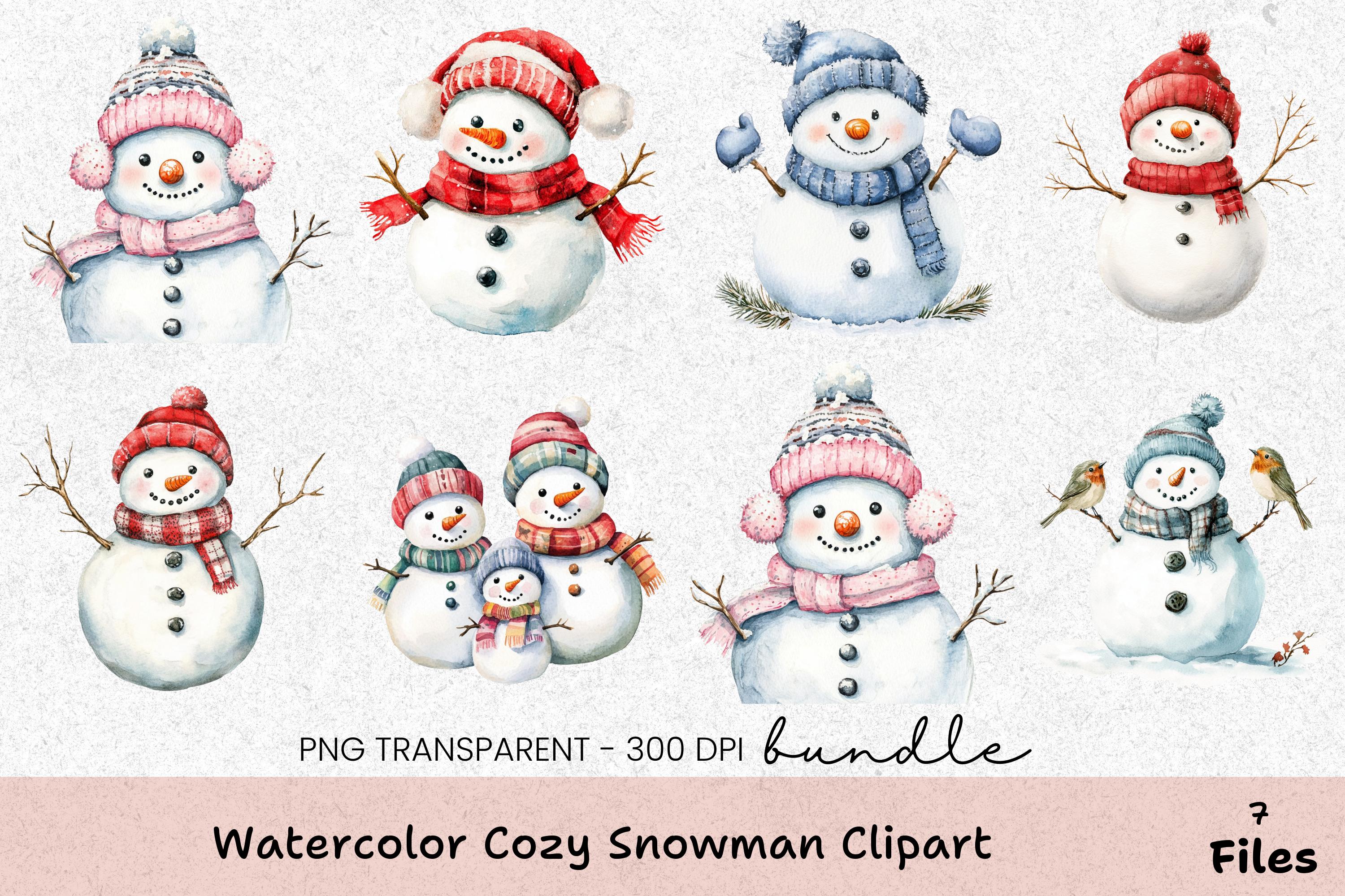 Cozy Snowman Clipart Bundle