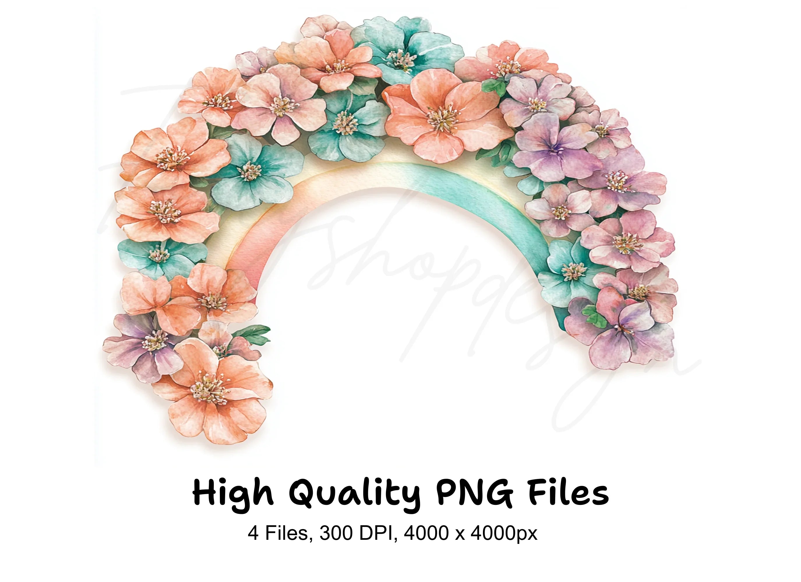 Boho Floral Rainbow Clipart Bundle