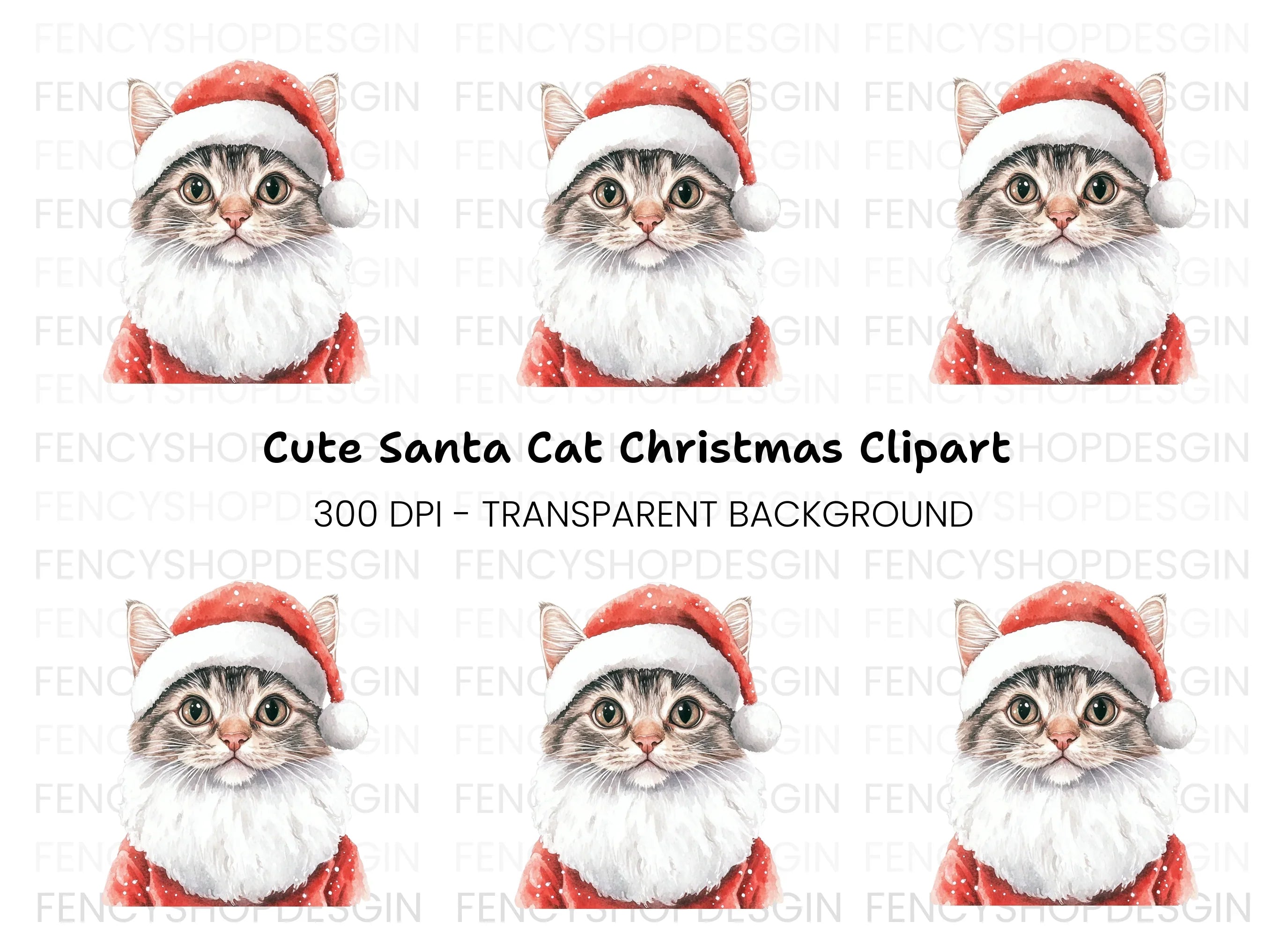 Santa Cat Clipart Bundle