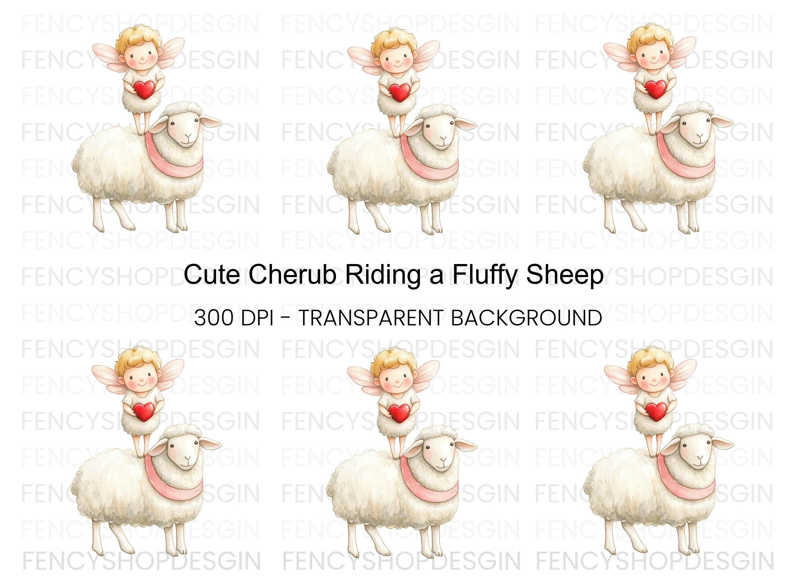 Sweet Cupid and Sheep Valentine Clipart Bundle