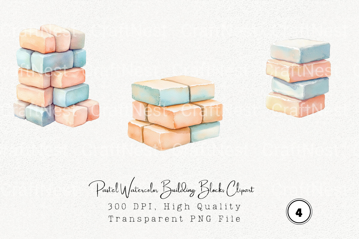 Pastel Building Blocks Clipart Bundle