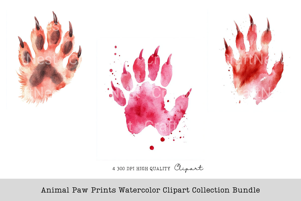 Animal Paw Prints Clipart Bundle