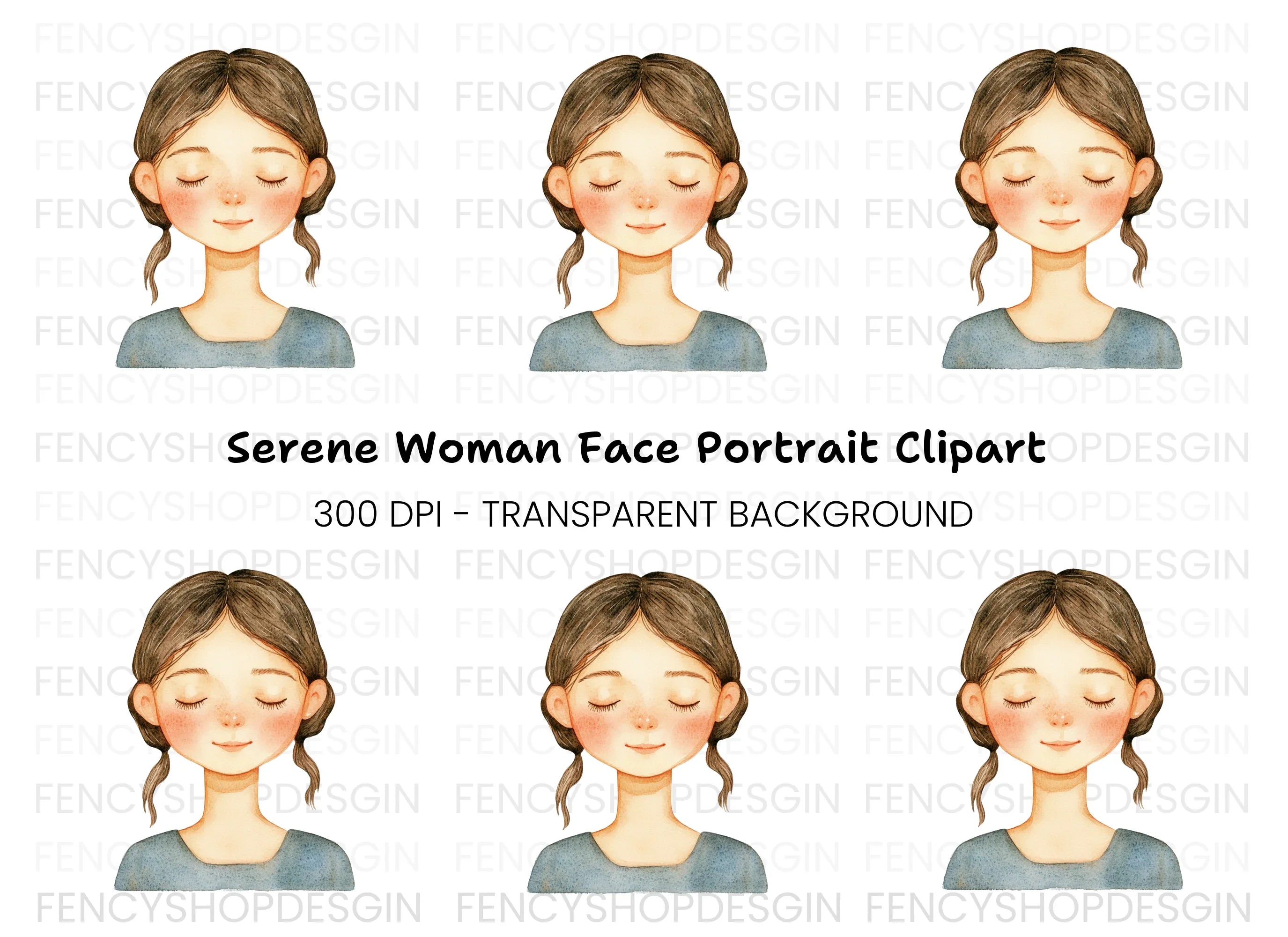 Peaceful Girl Meditating Clipart Bundle
