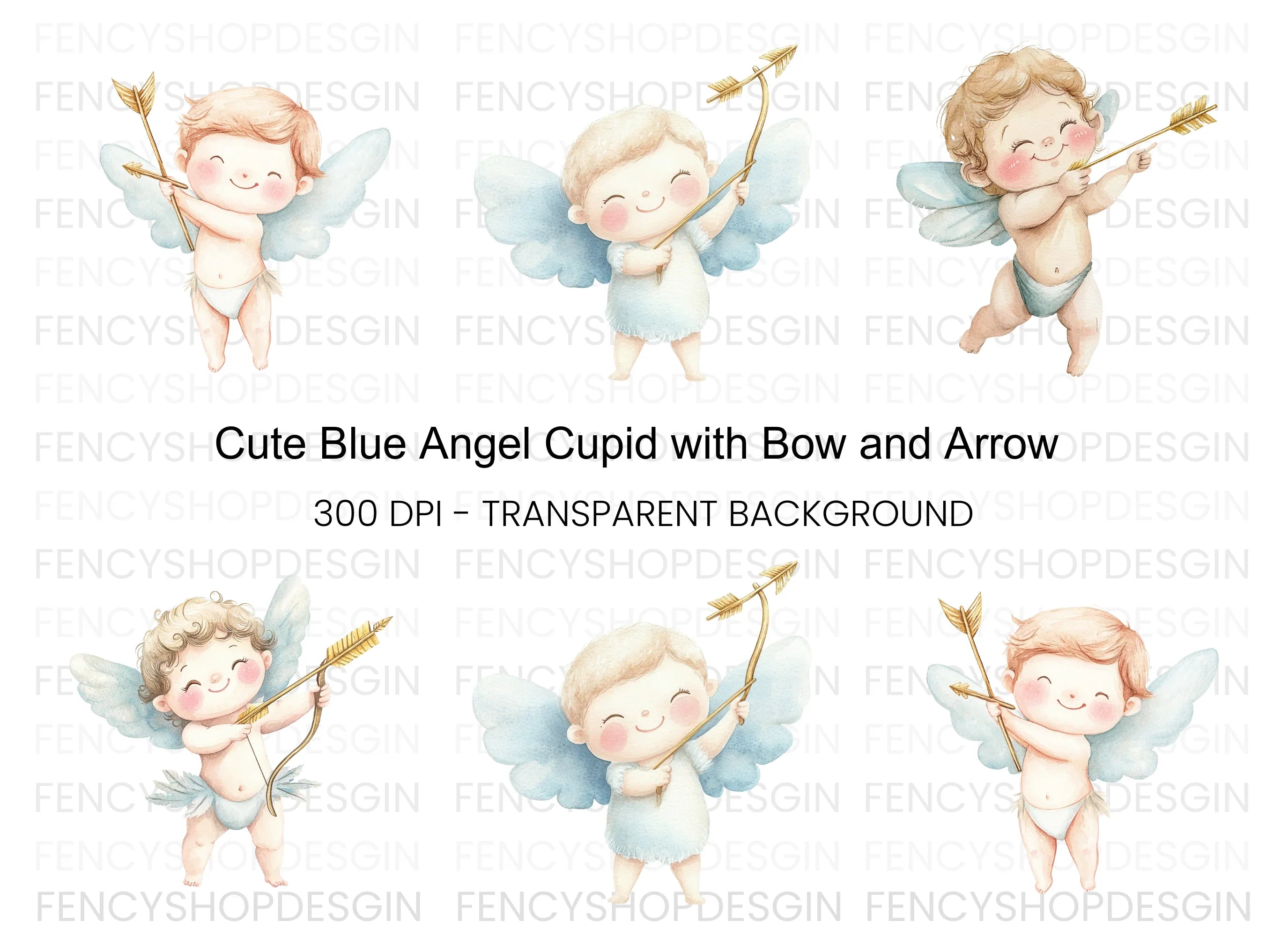Adorable Cupid with Bow and Arrow Clipart Bundle