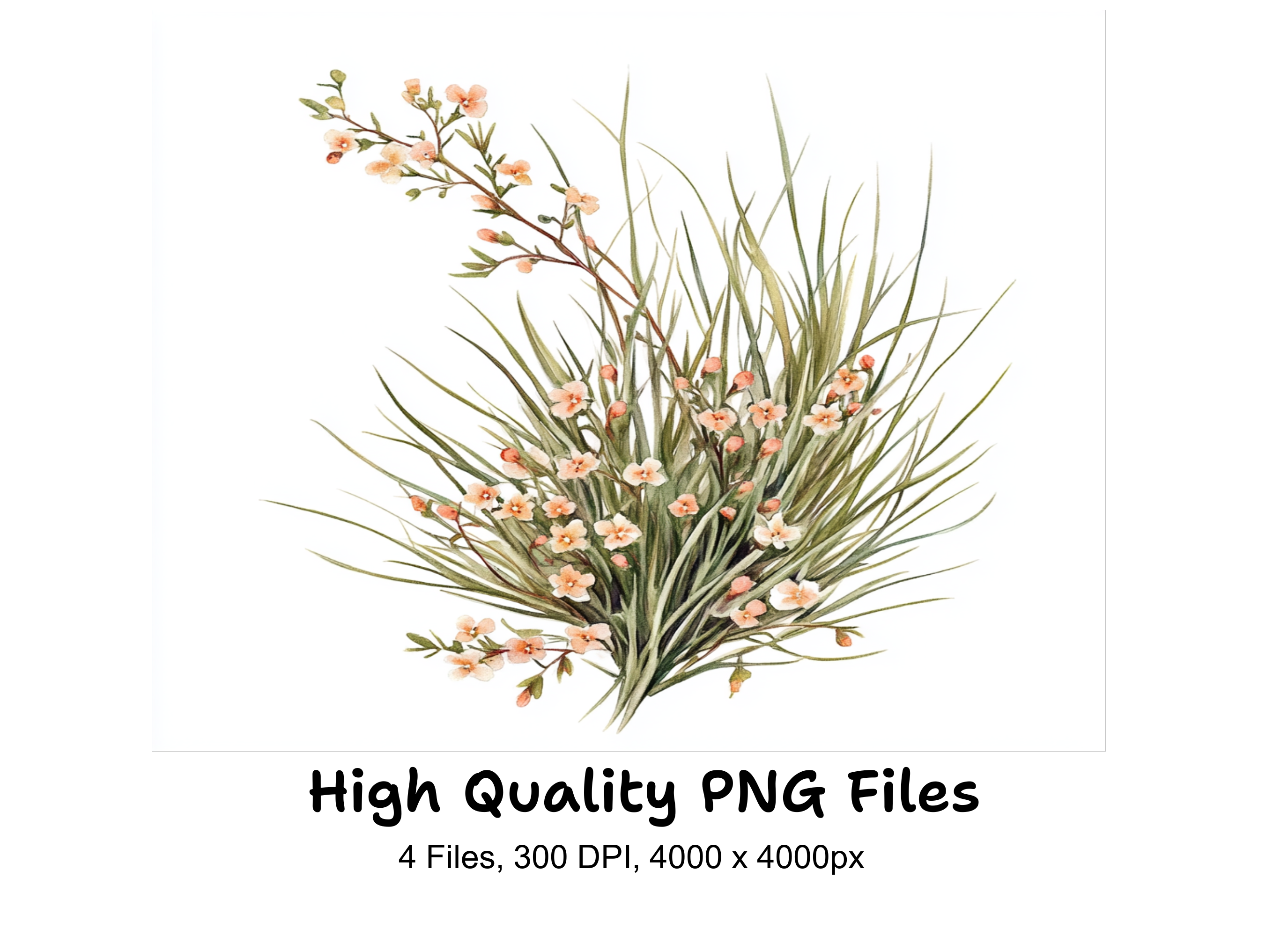 Wildflower Grass Clipart Bundle
