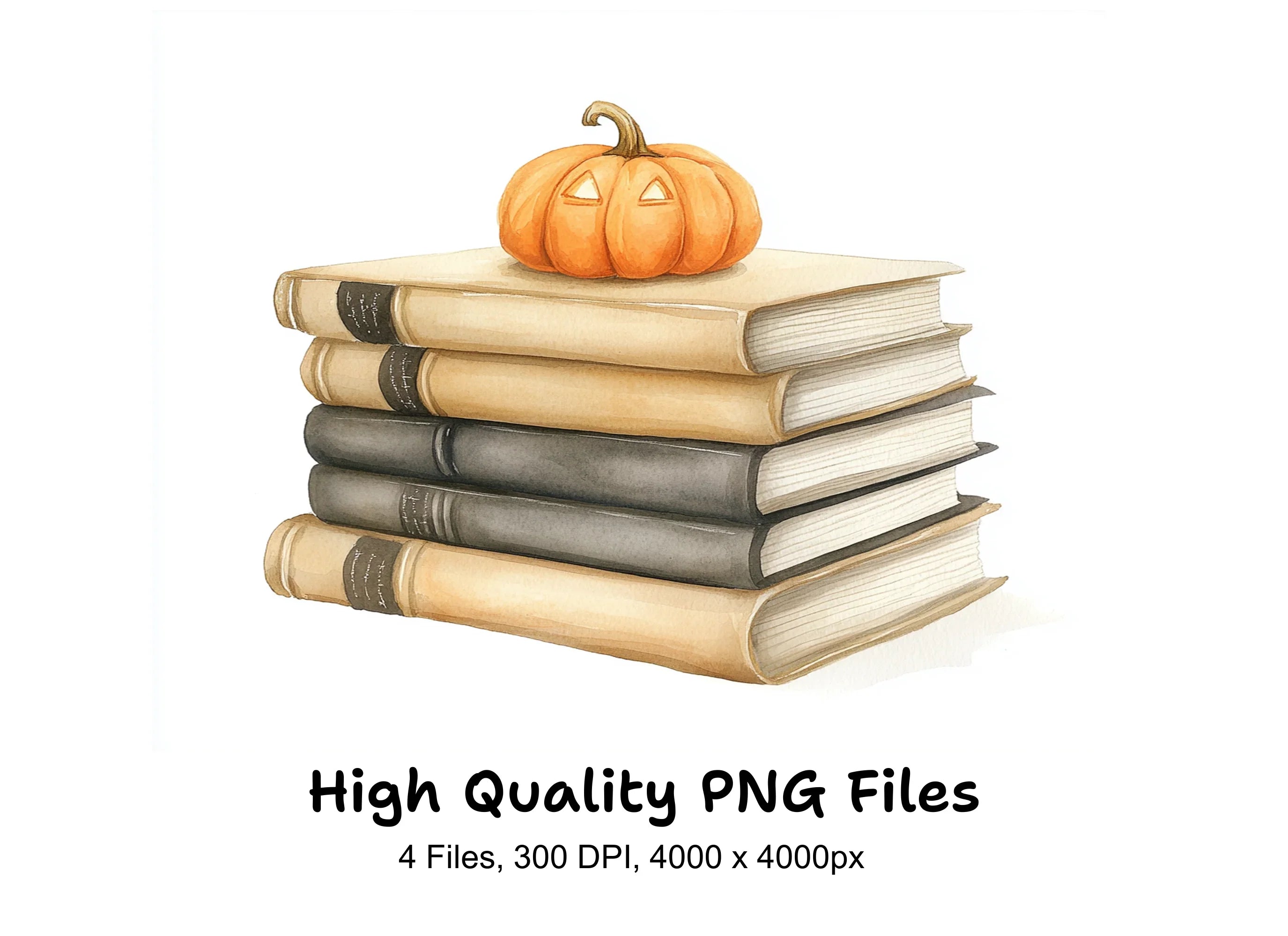 Autumn Pumpkin Book Stack Clipart Bundle