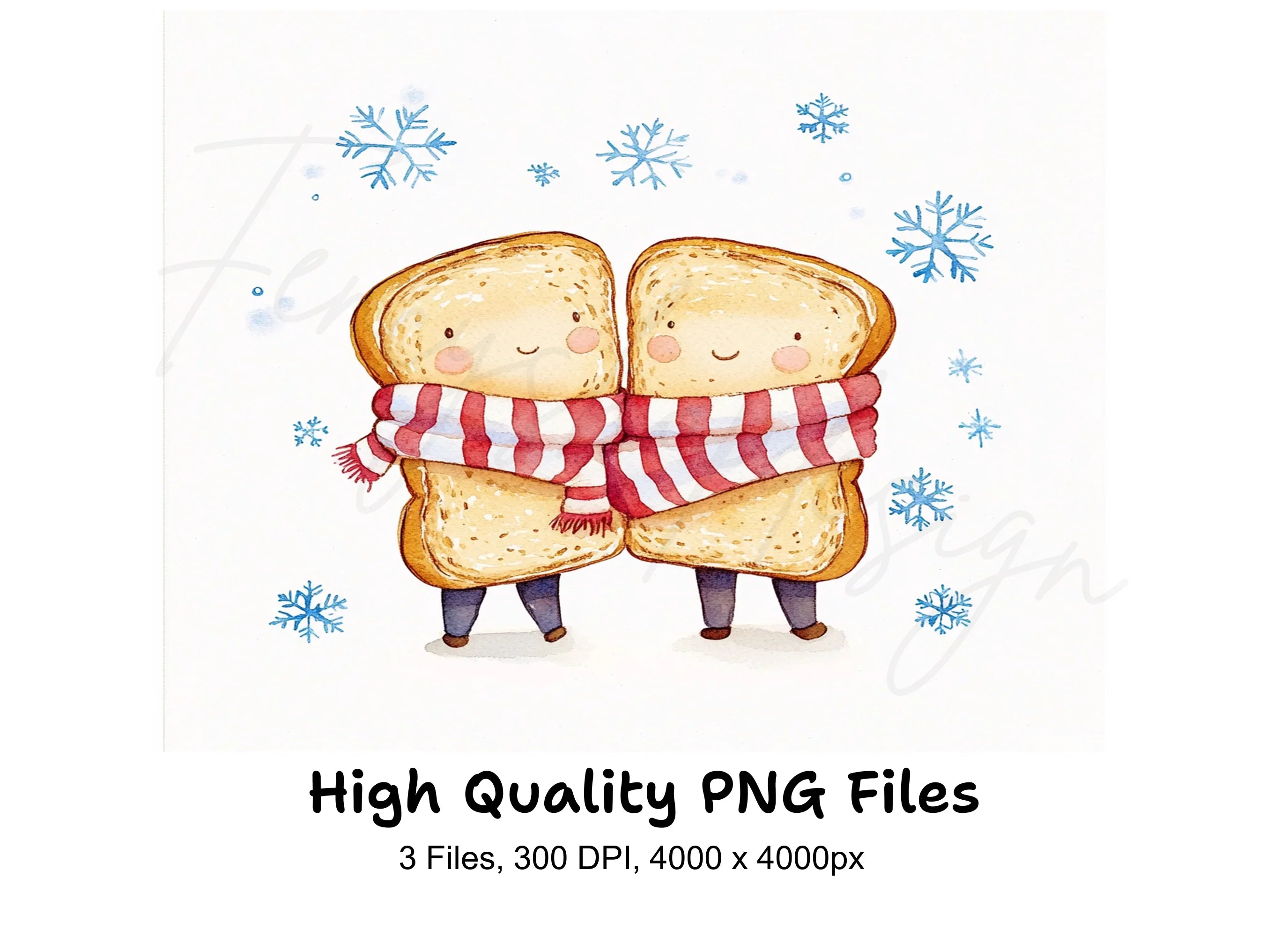 Cute Toast Friends Winter Clipart Bundle