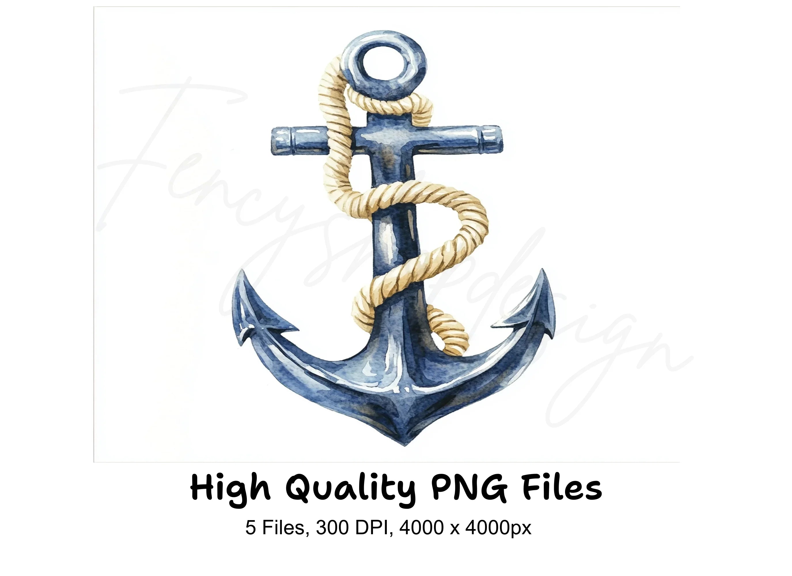 Nautical Anchor with Rope Clipart Bundle