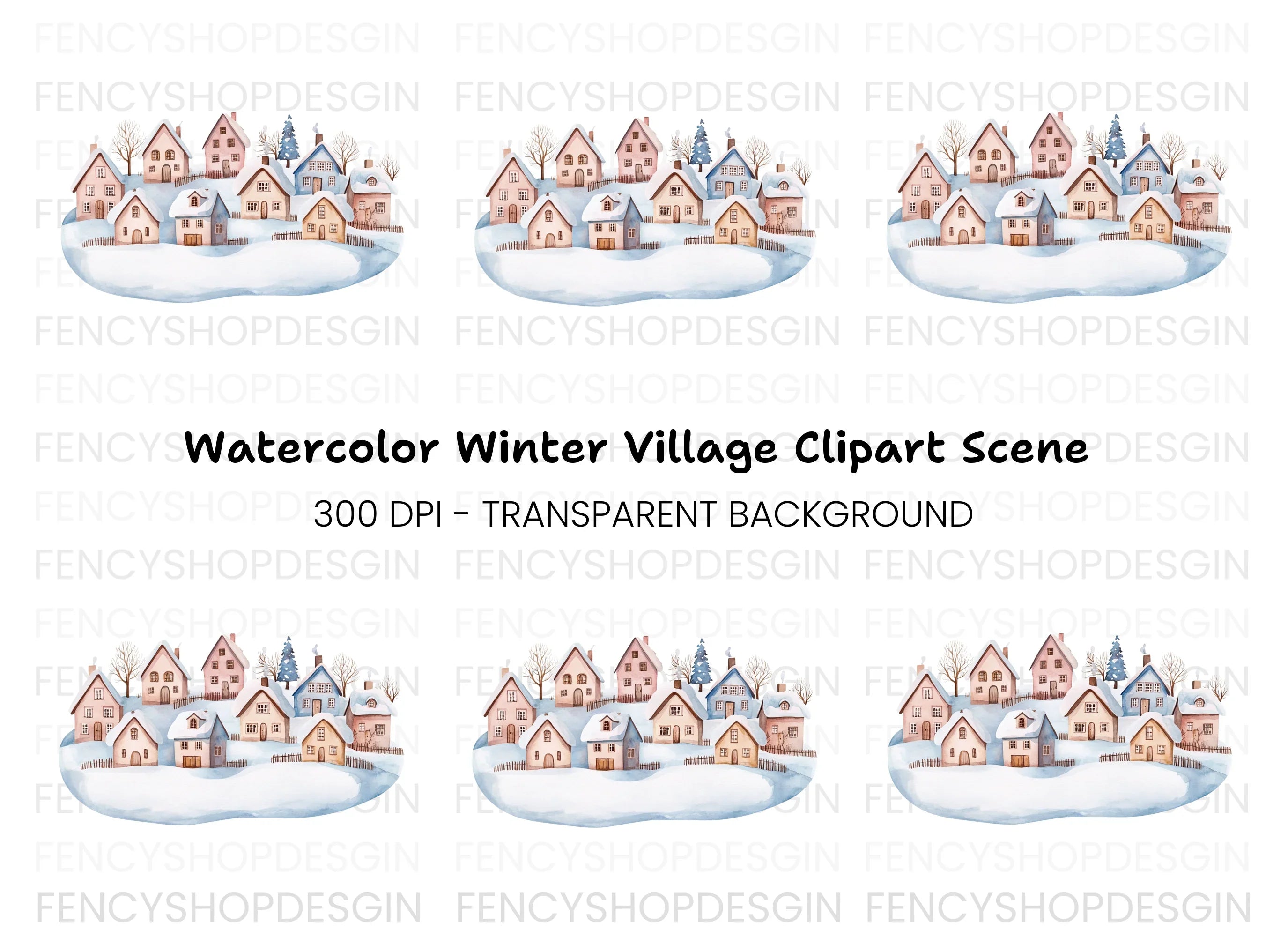 Charming Winter Town Clipart Bundle
