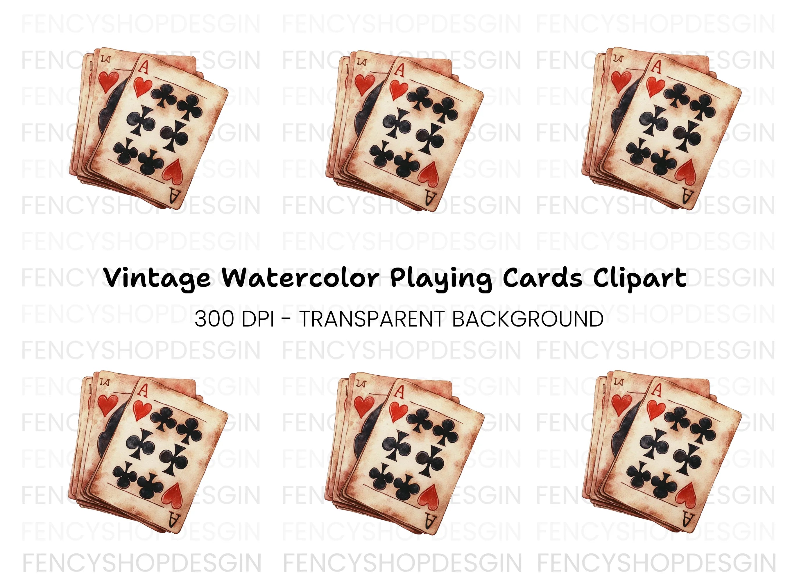 Vintage Playing Cards Clipart Bundle