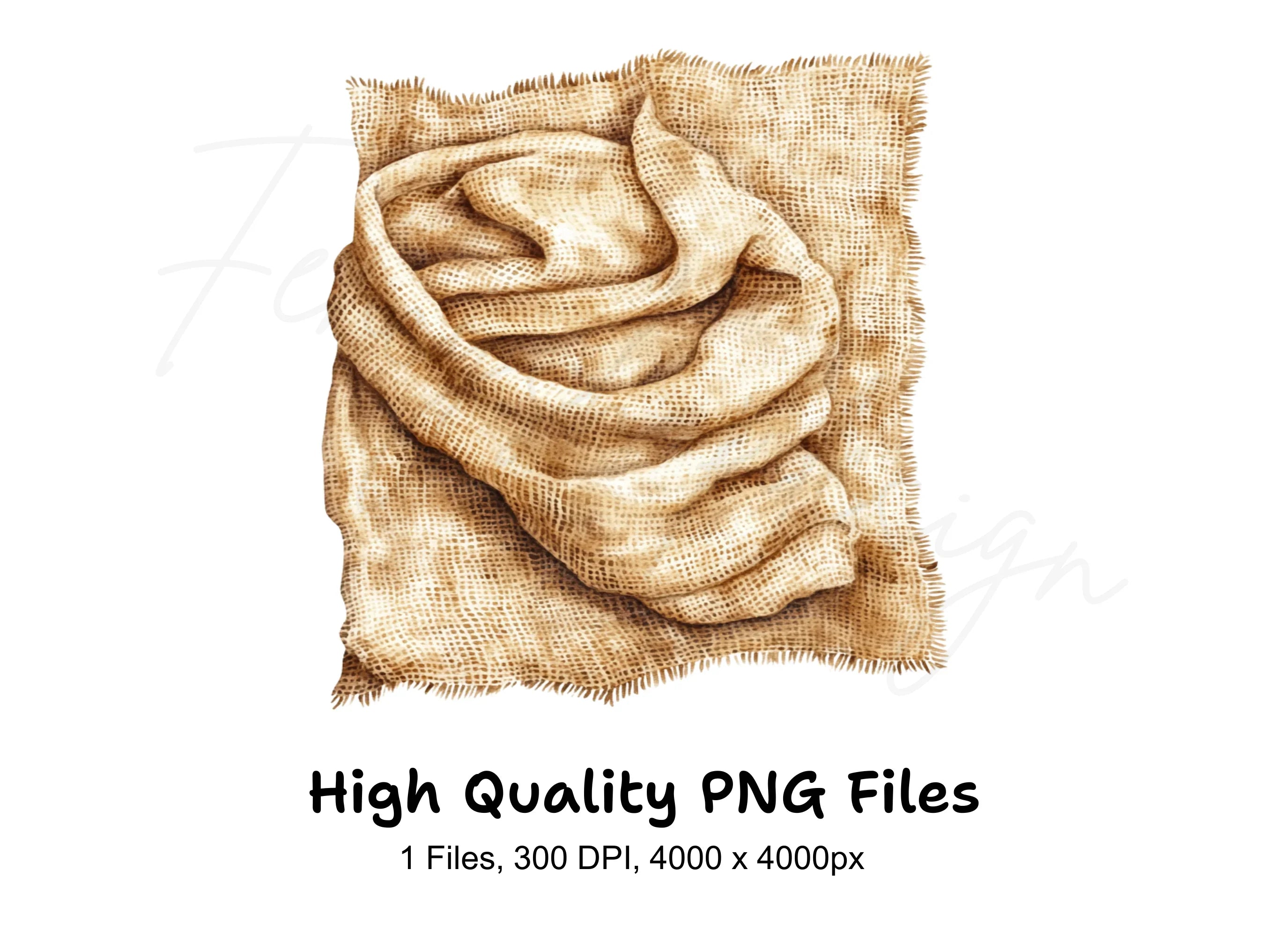 Crumpled Burlap Cloth Texture Clipart Bundle