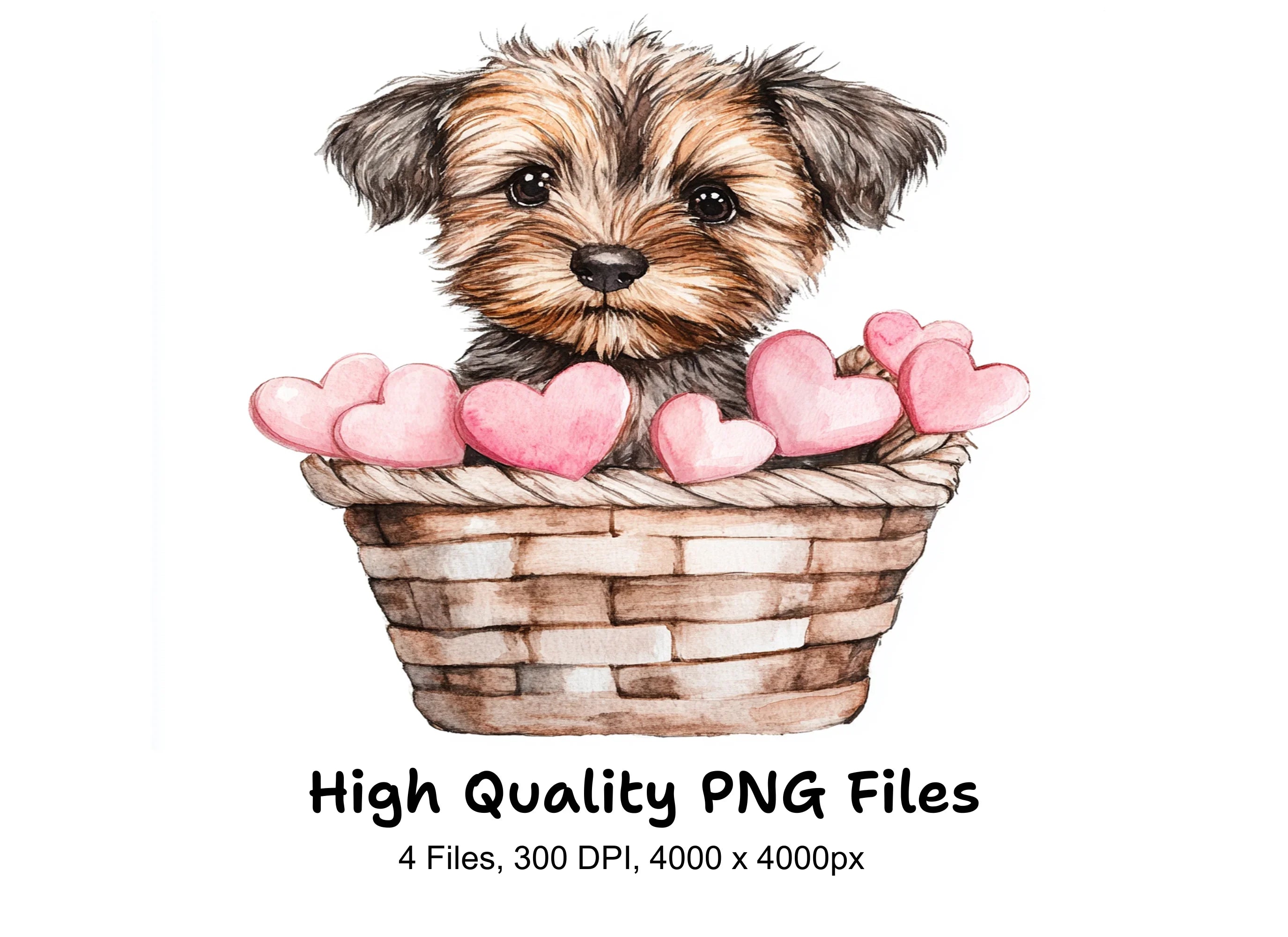Adorable Puppy Love Baskets Clipart Bundle