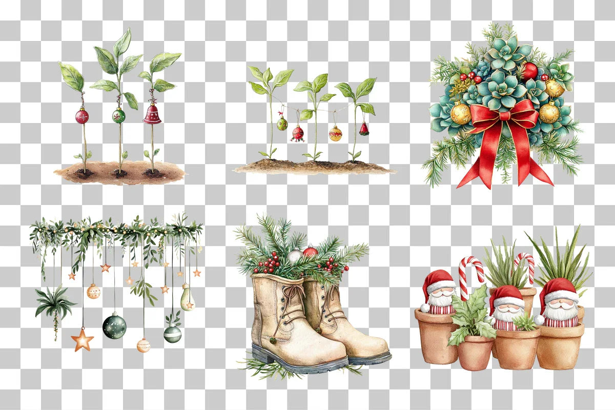 Cozy Christmas Garden Clipart Collection Bundle - CraftNest - Digital Crafting and Art