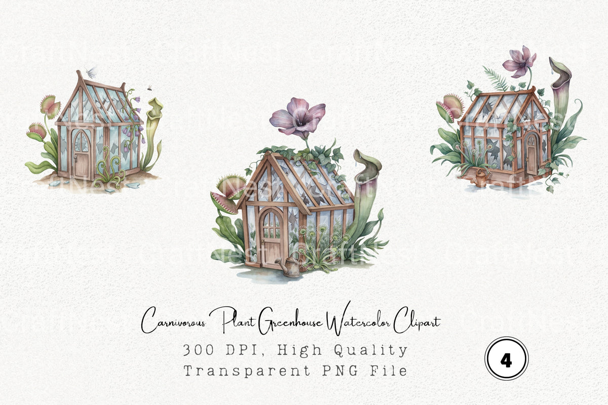 Carnivorous Plant Greenhouse Clipart Bundle