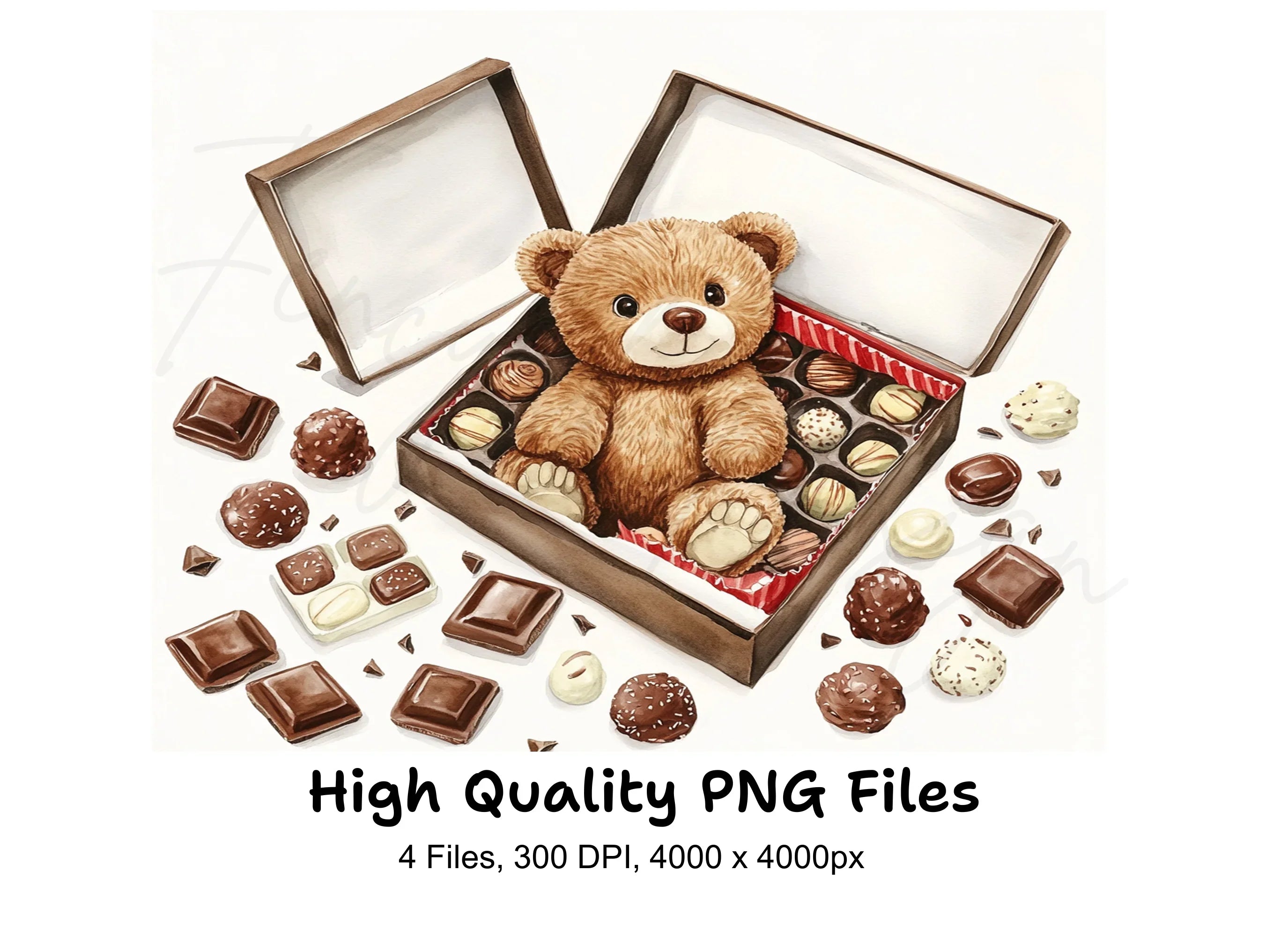 Teddy Bear with Chocolate Box Clipart Bundle