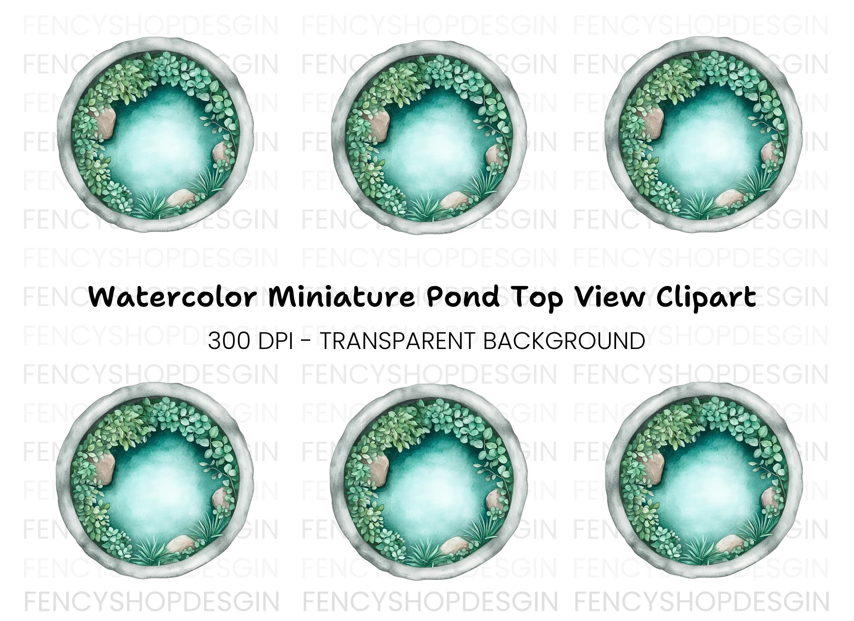 Garden Pond Clipart Bundle
