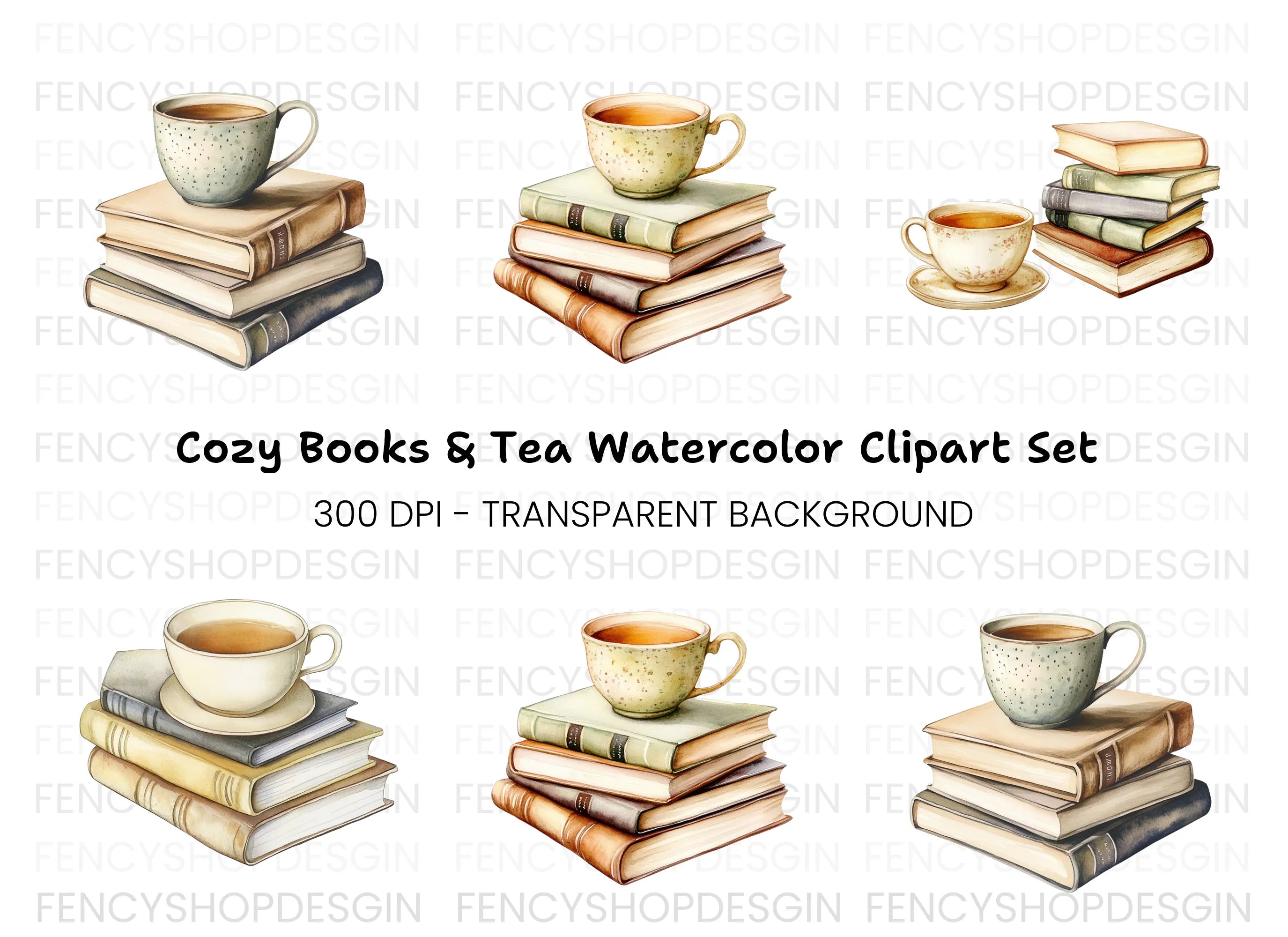 Books and Tea Clipart Bundle