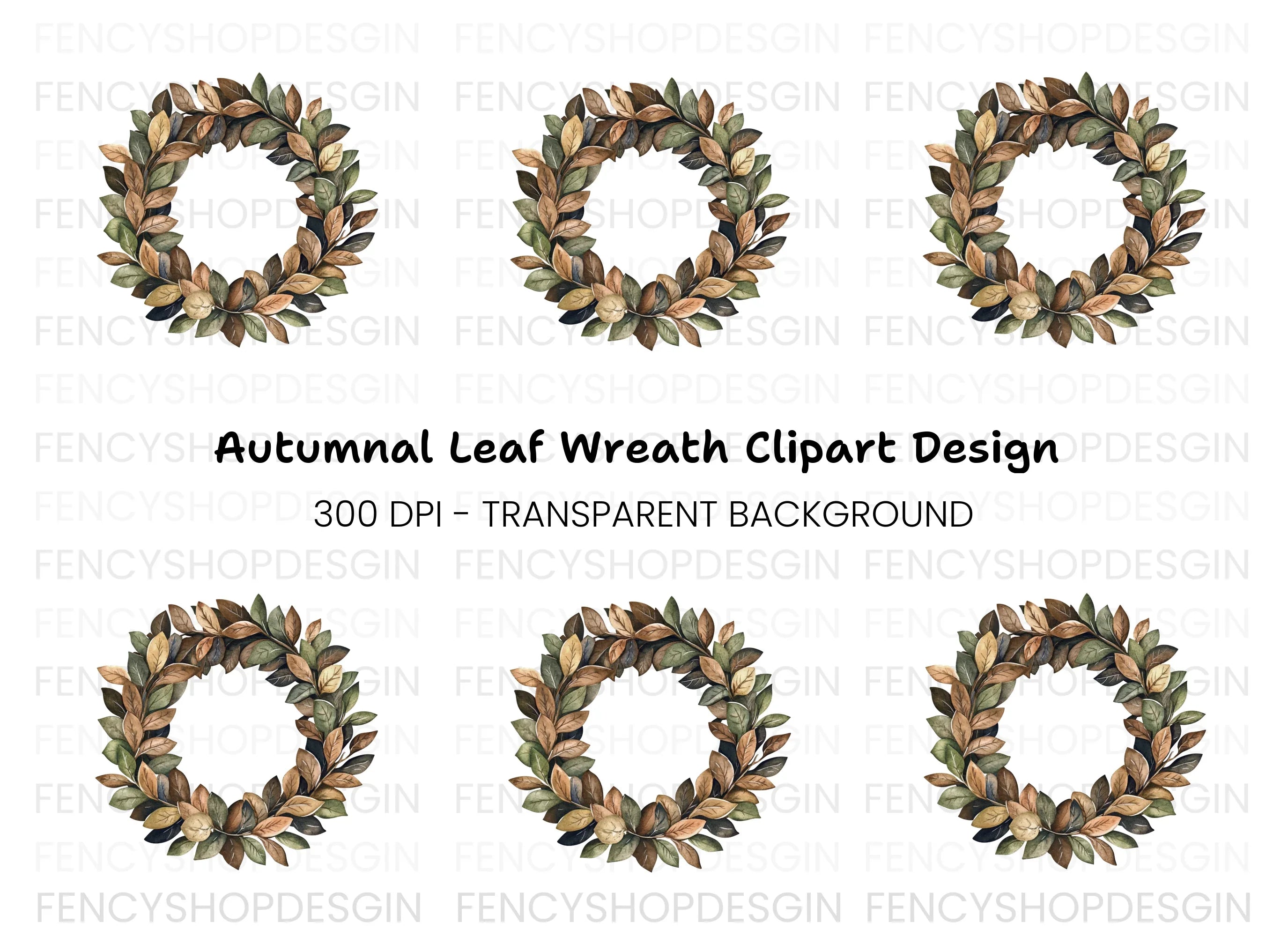 Autumn Leaves Wreath Clipart Bundle