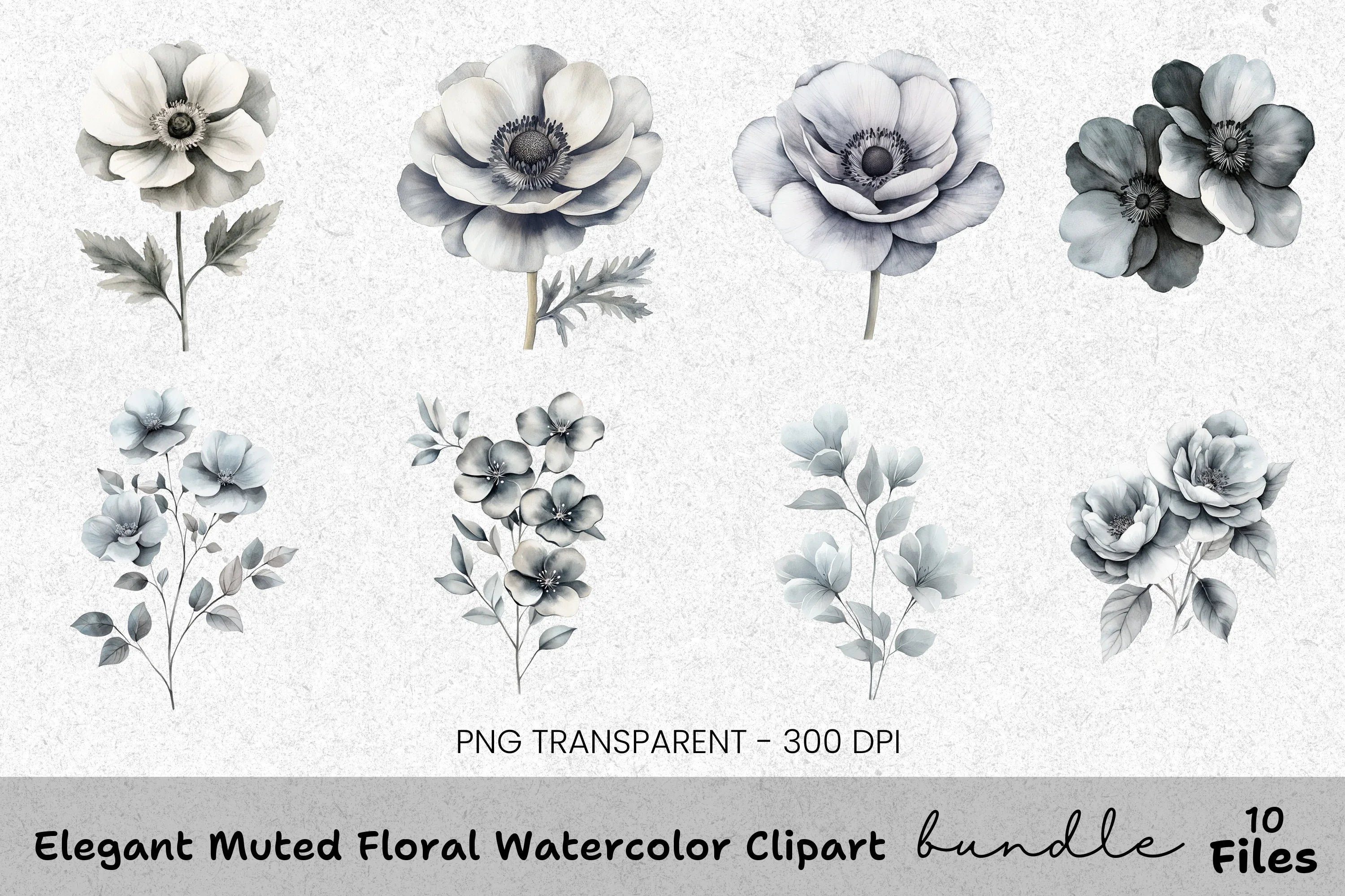 Elegant Muted Floral Clipart Bundle