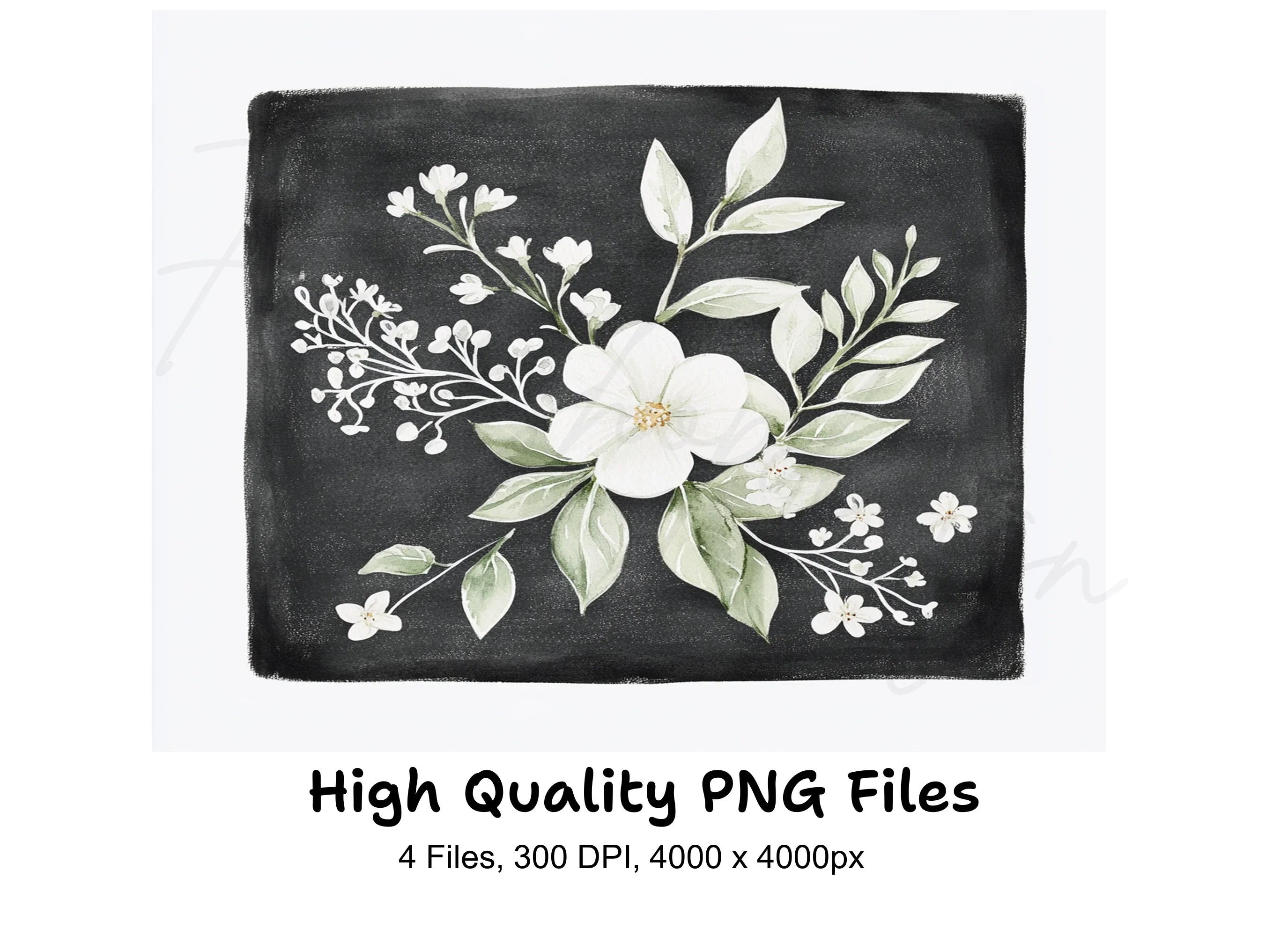 Chalkboard Floral Foliage Clipart Bundle