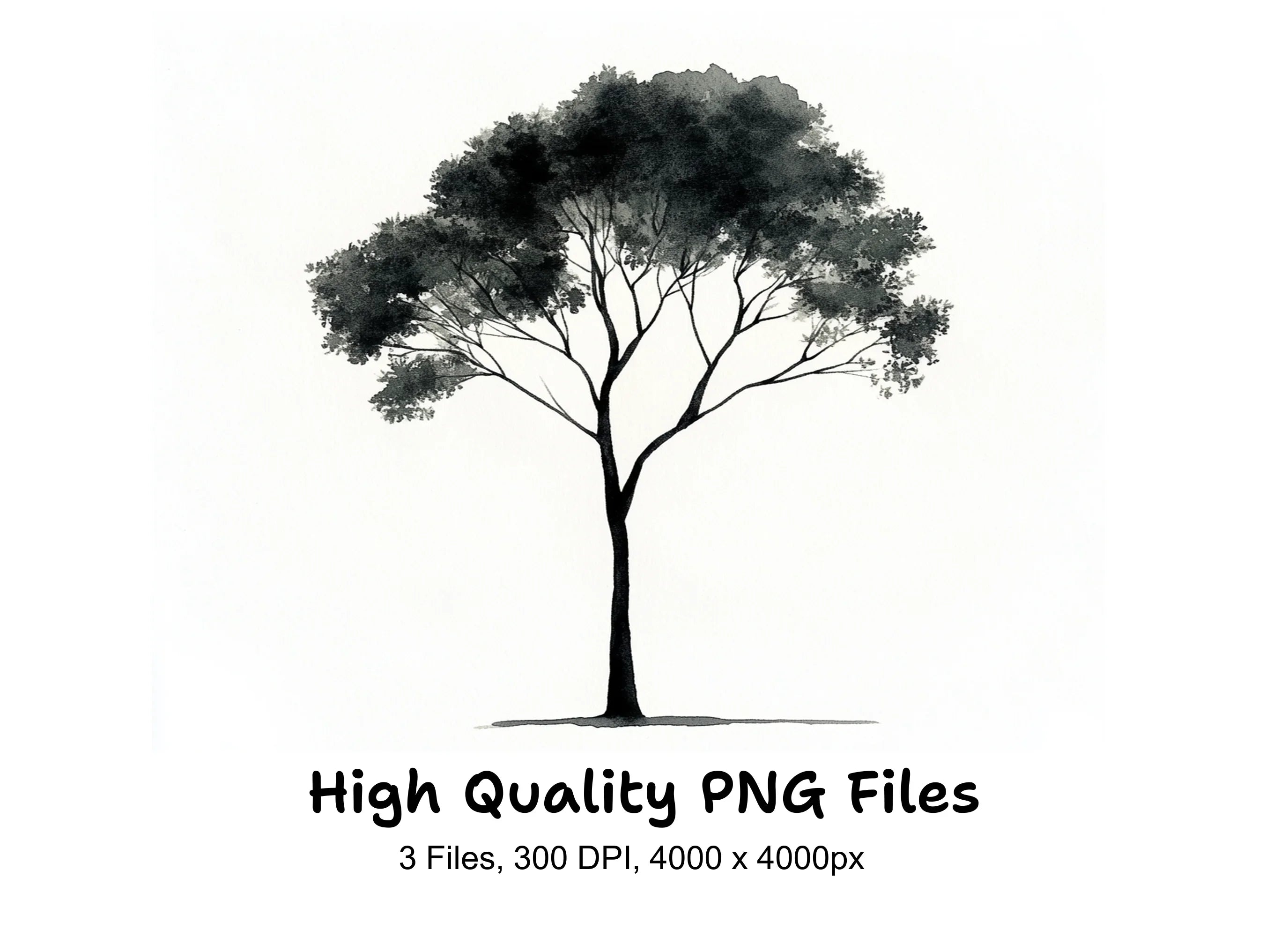 Monochromatic Tree Illustrations Clipart Bundle