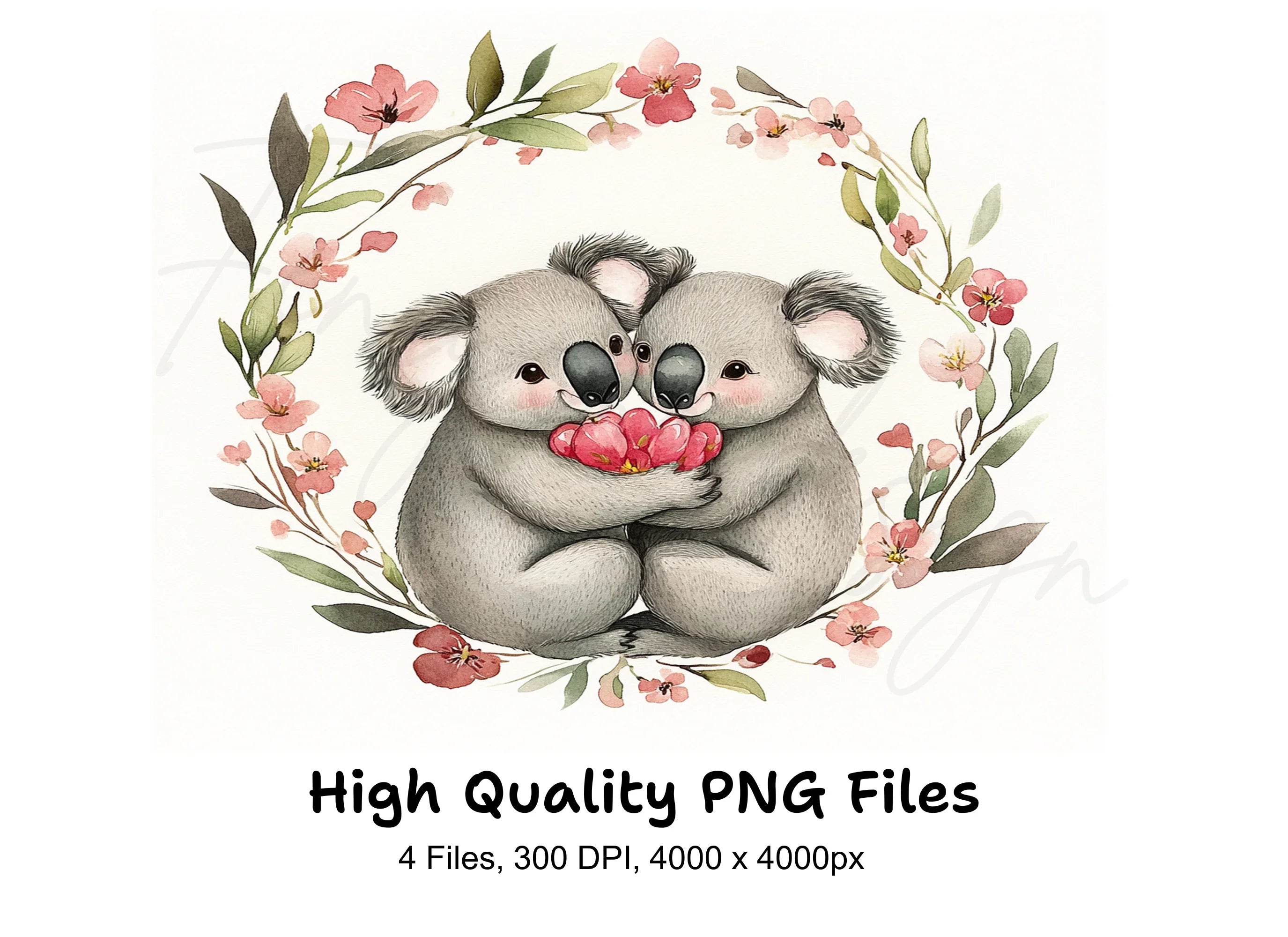Cute Koala Couple Clipart Bundle