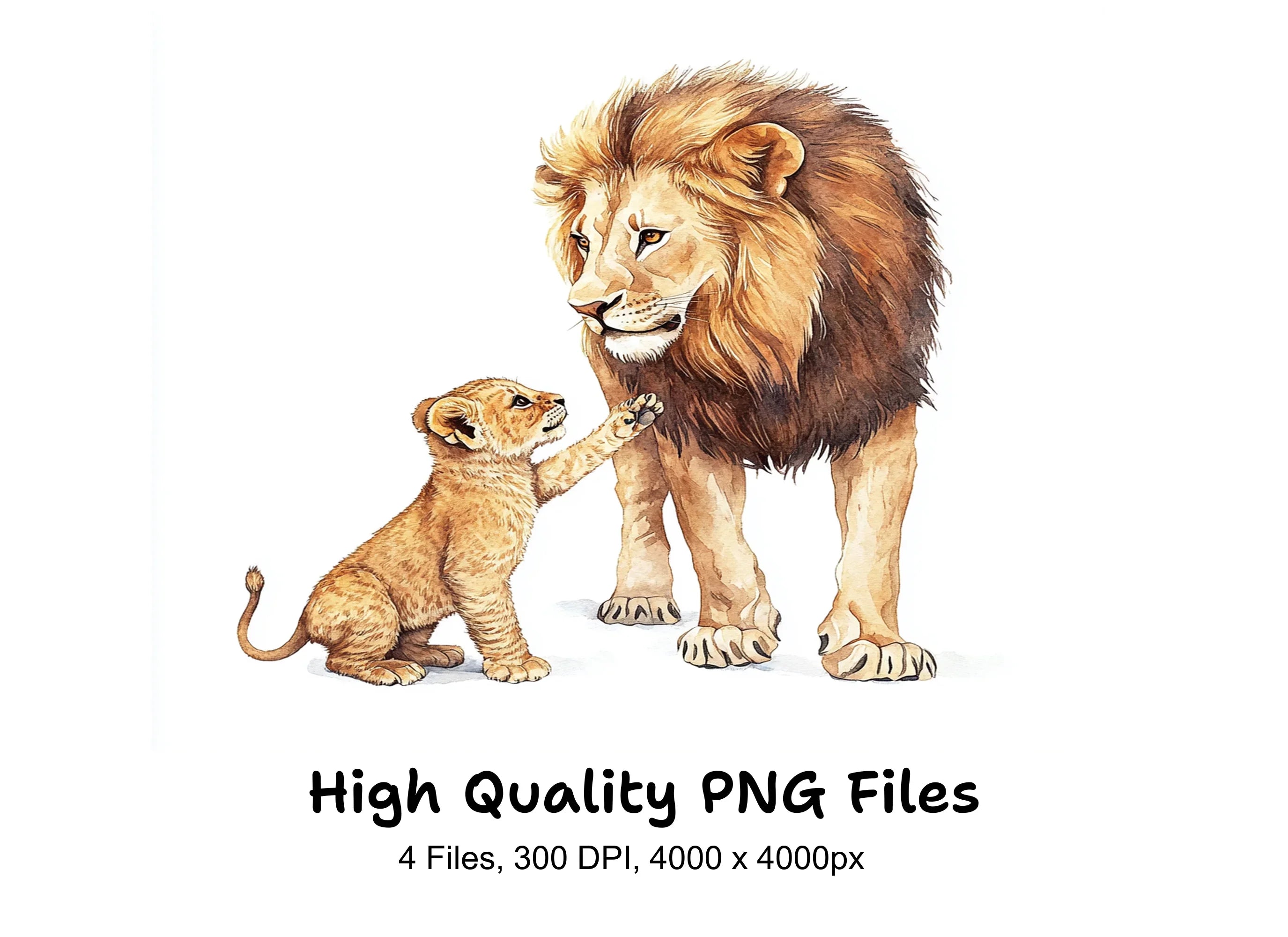 Playful Lion and Cub Clipart Bundle