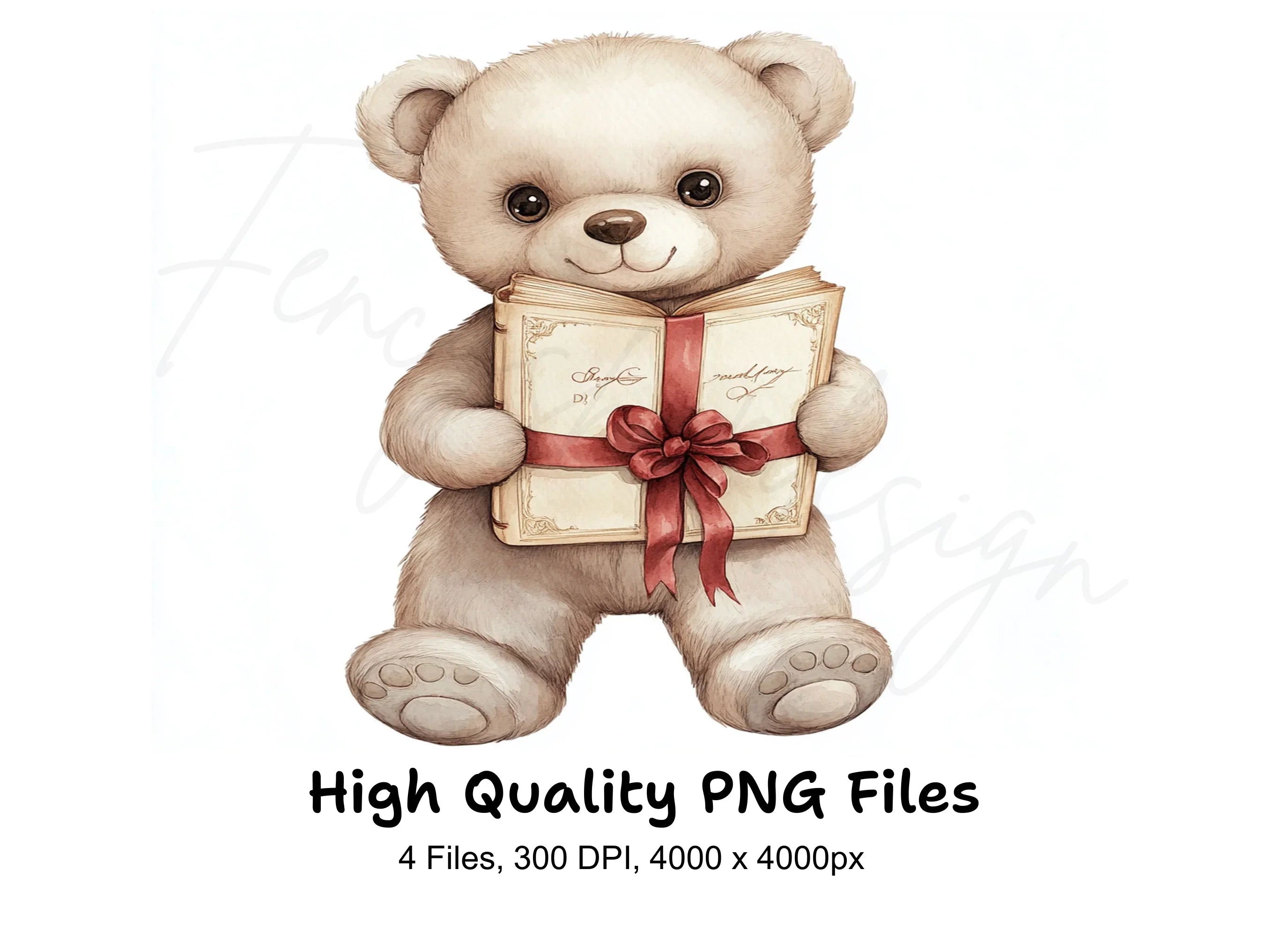 Cute Teddy Bear with Book Clipart Bundle