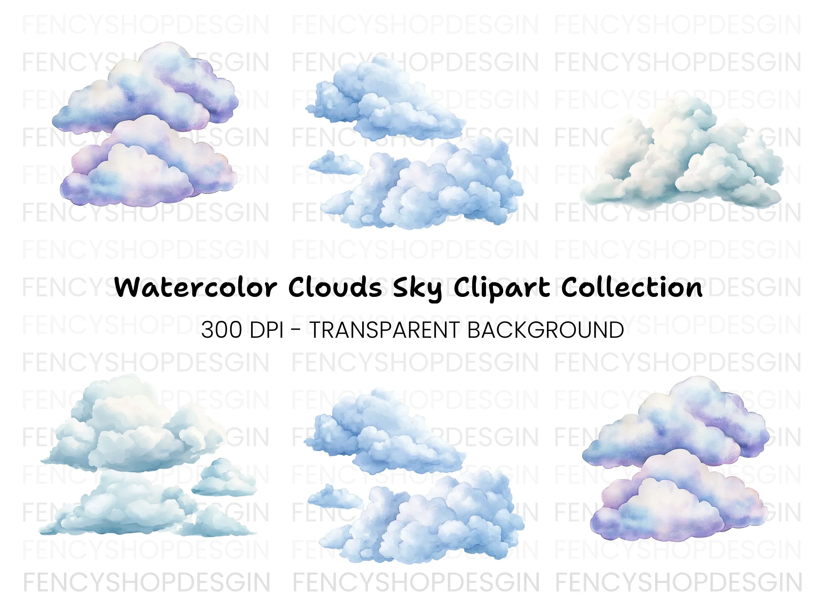 Soft Clouds Clipart Bundle