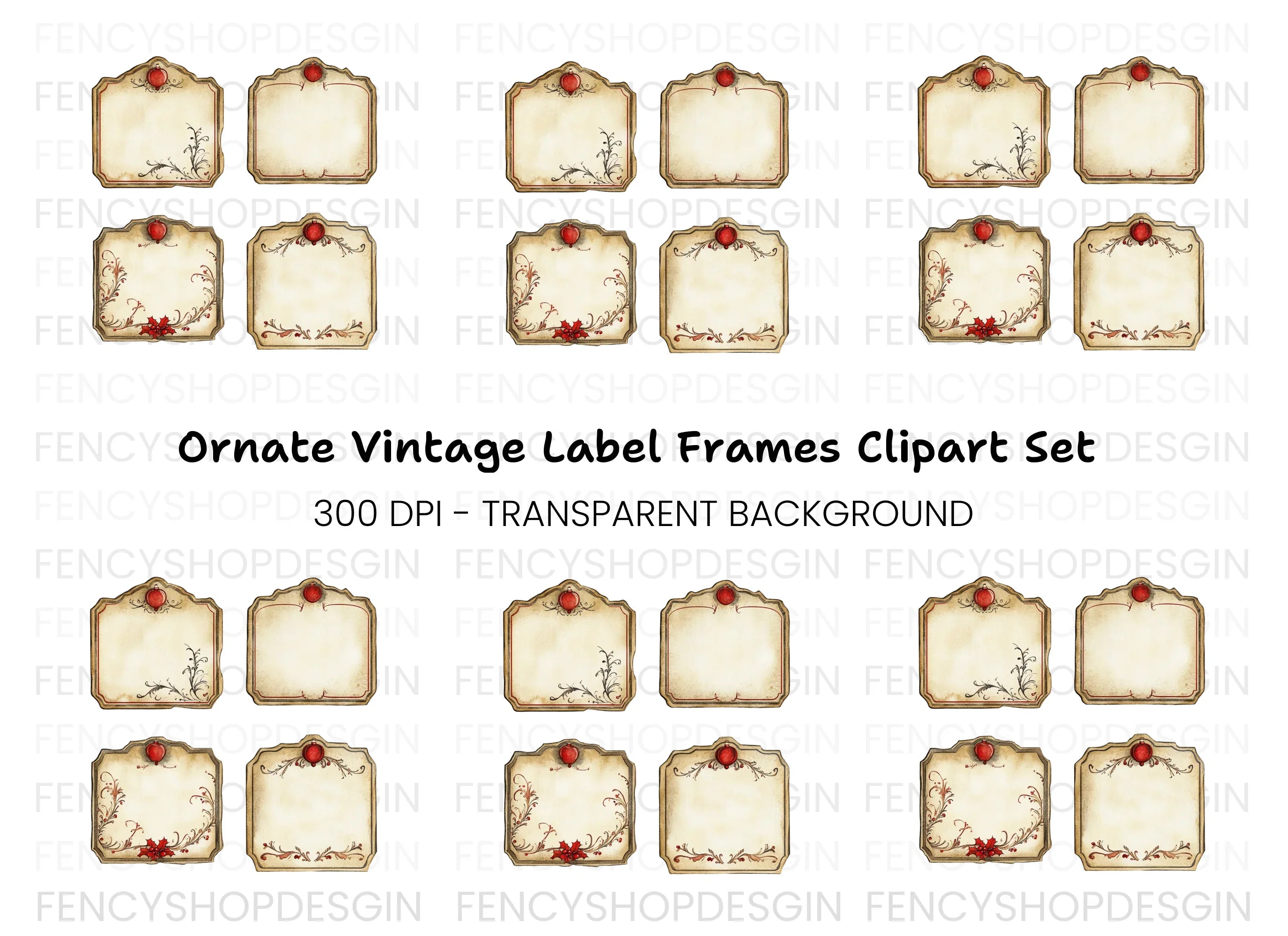 Vintage Christmas Labels Clipart Bundle