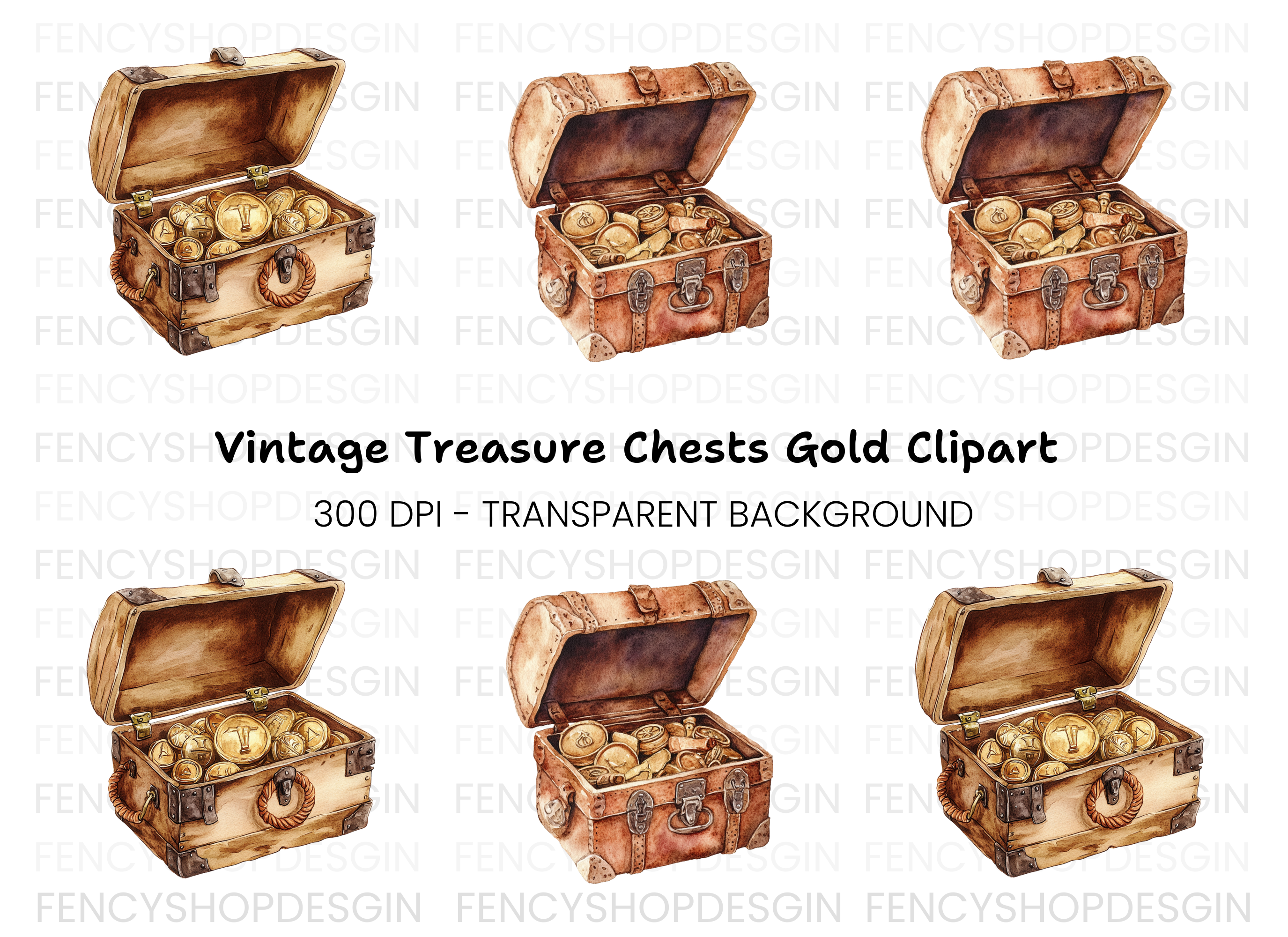 Vintage Treasure Chest Clipart Bundle