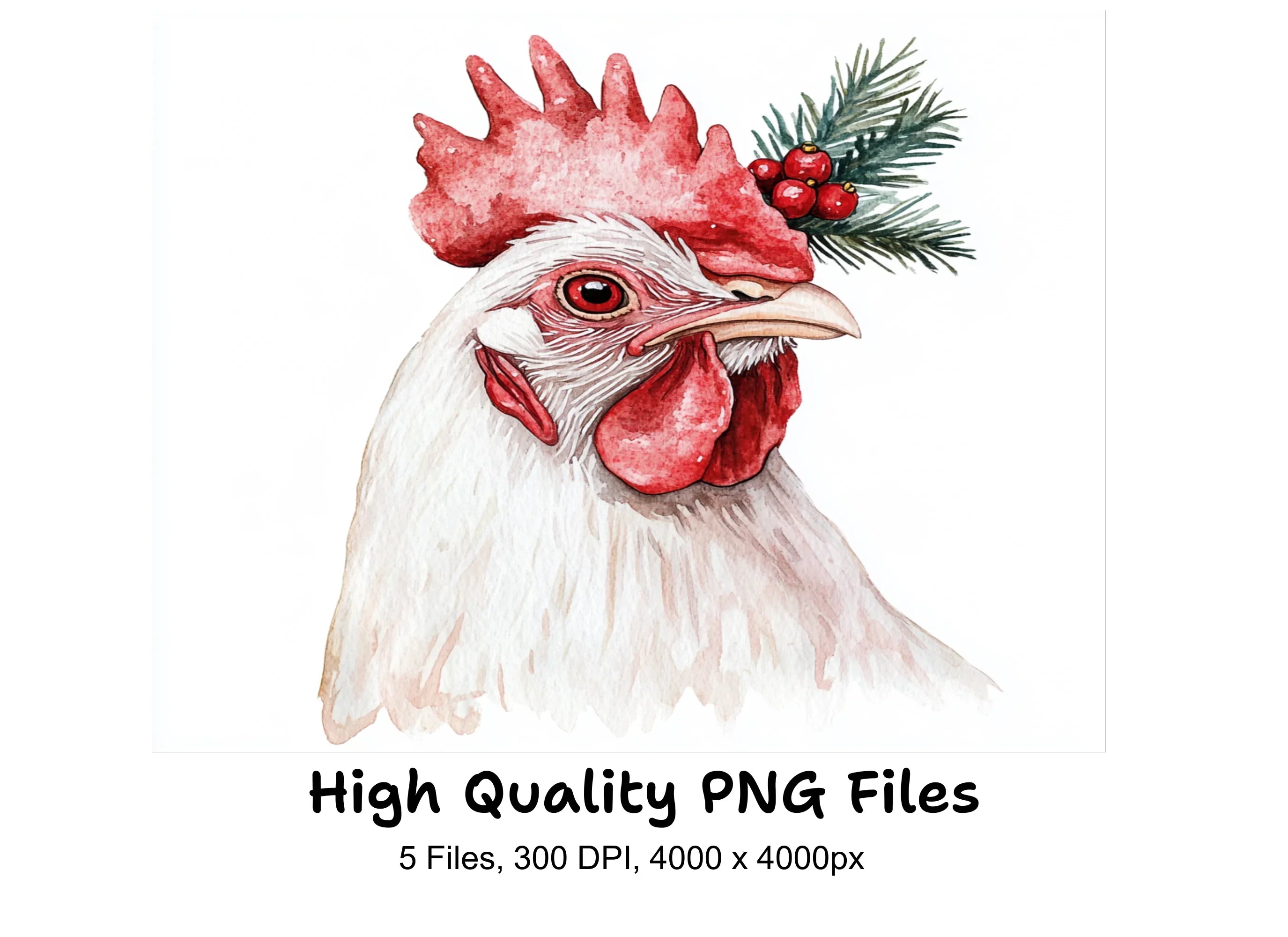 Charming Christmas Chicken Head Clipart Bundle