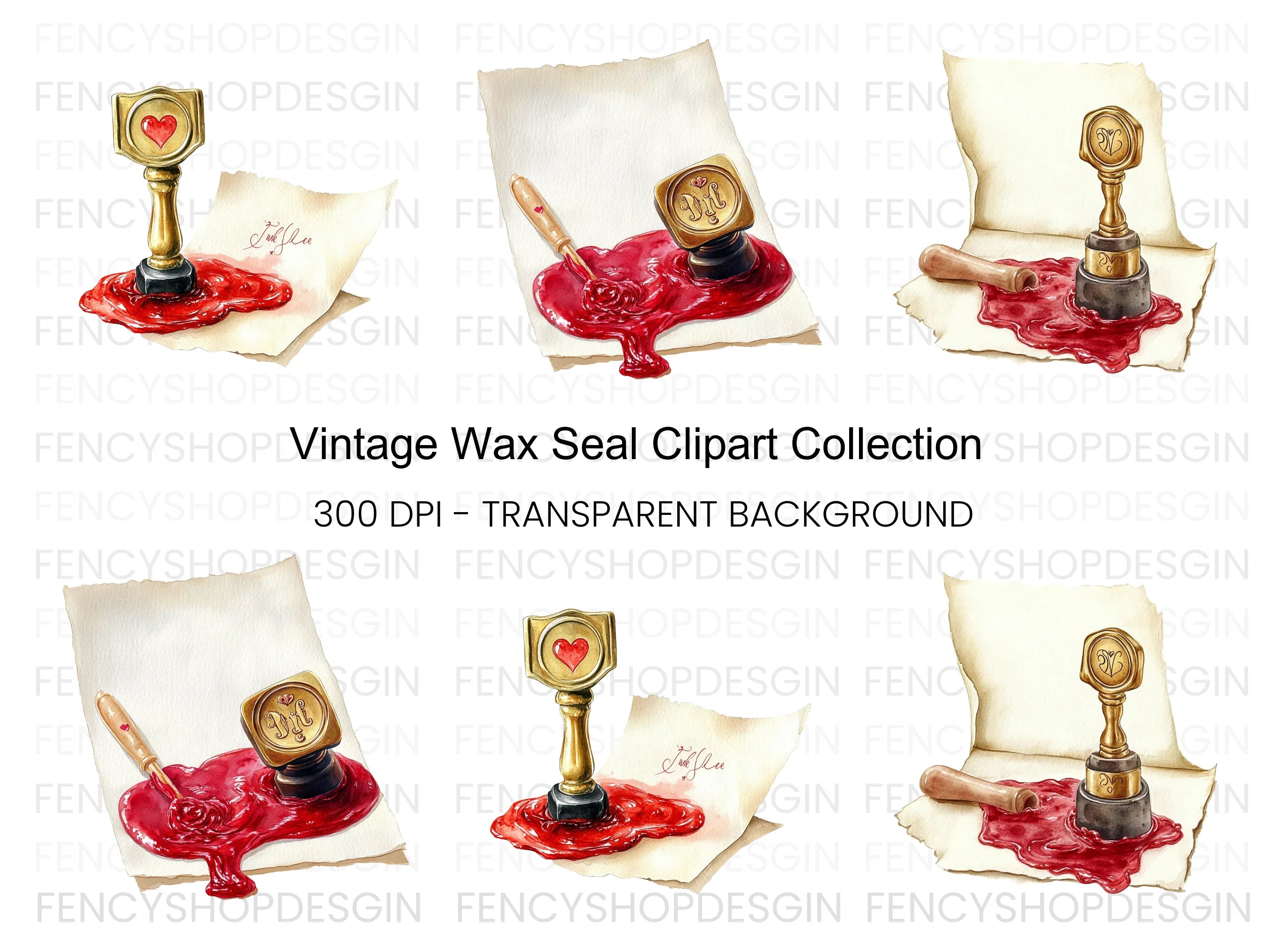 Vintage Wax Seal Clipart Bundle