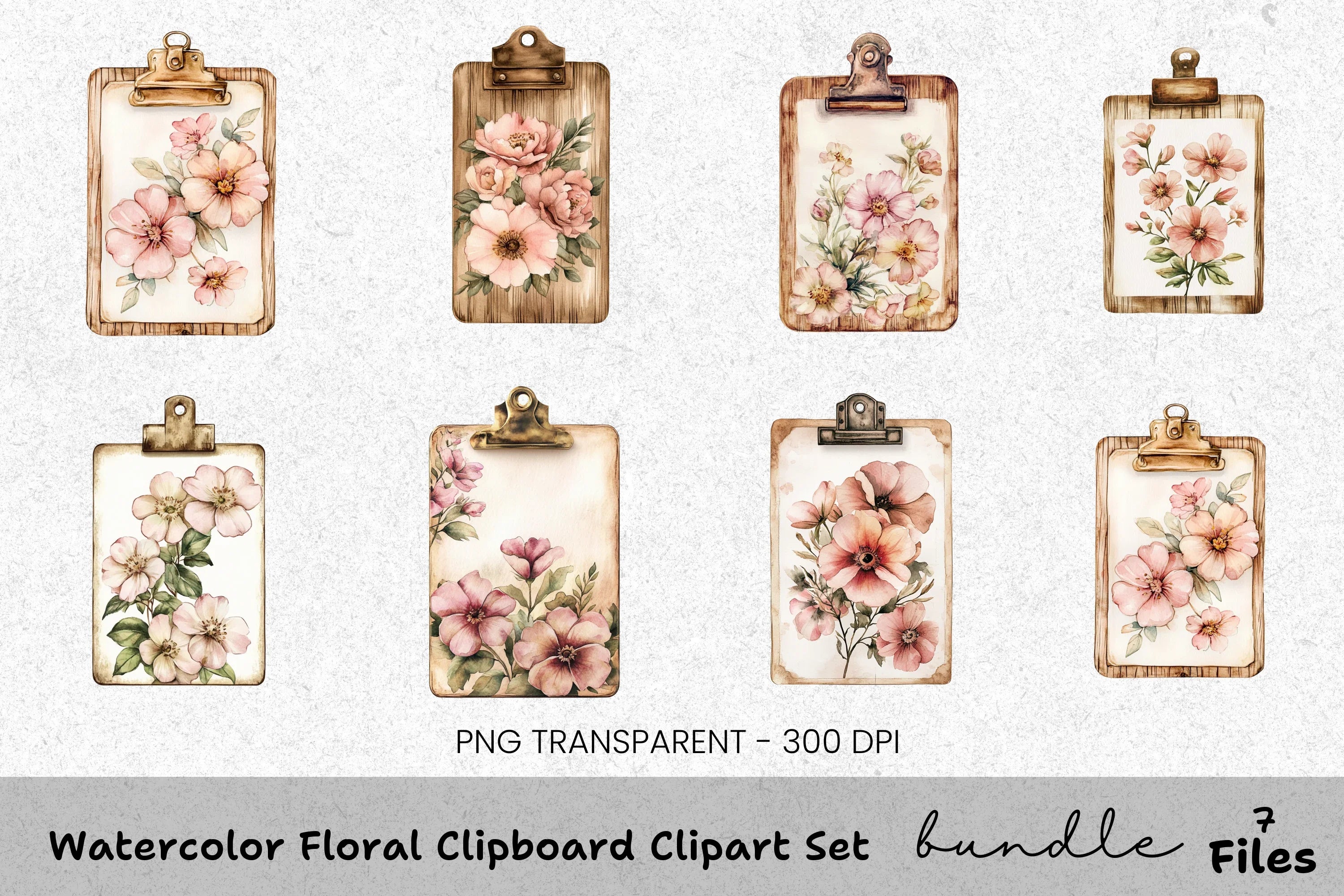Floral Clipboard Clipart Bundle