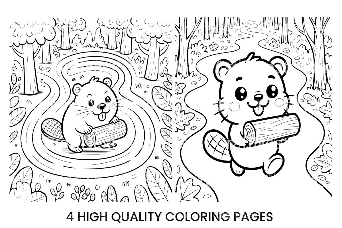 Cute Beaver Forest Adventure Coloring Books