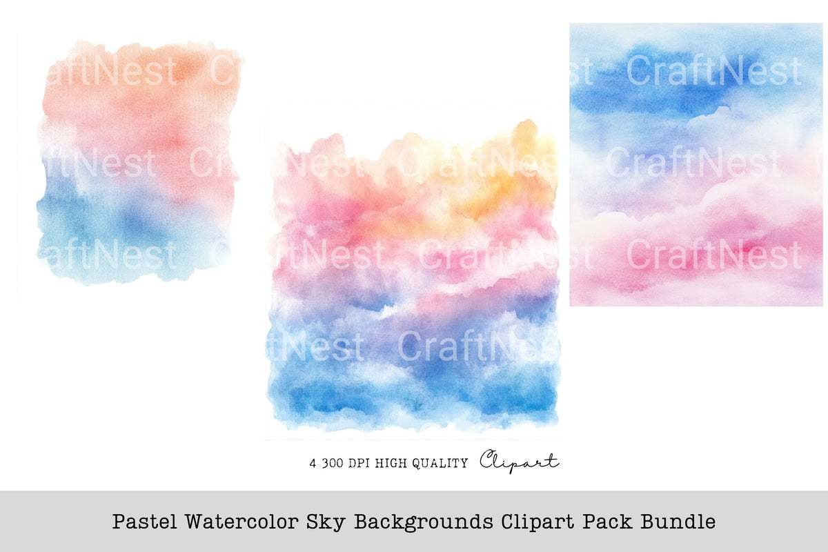 Pastel Sky Backgrounds Clipart Bundle