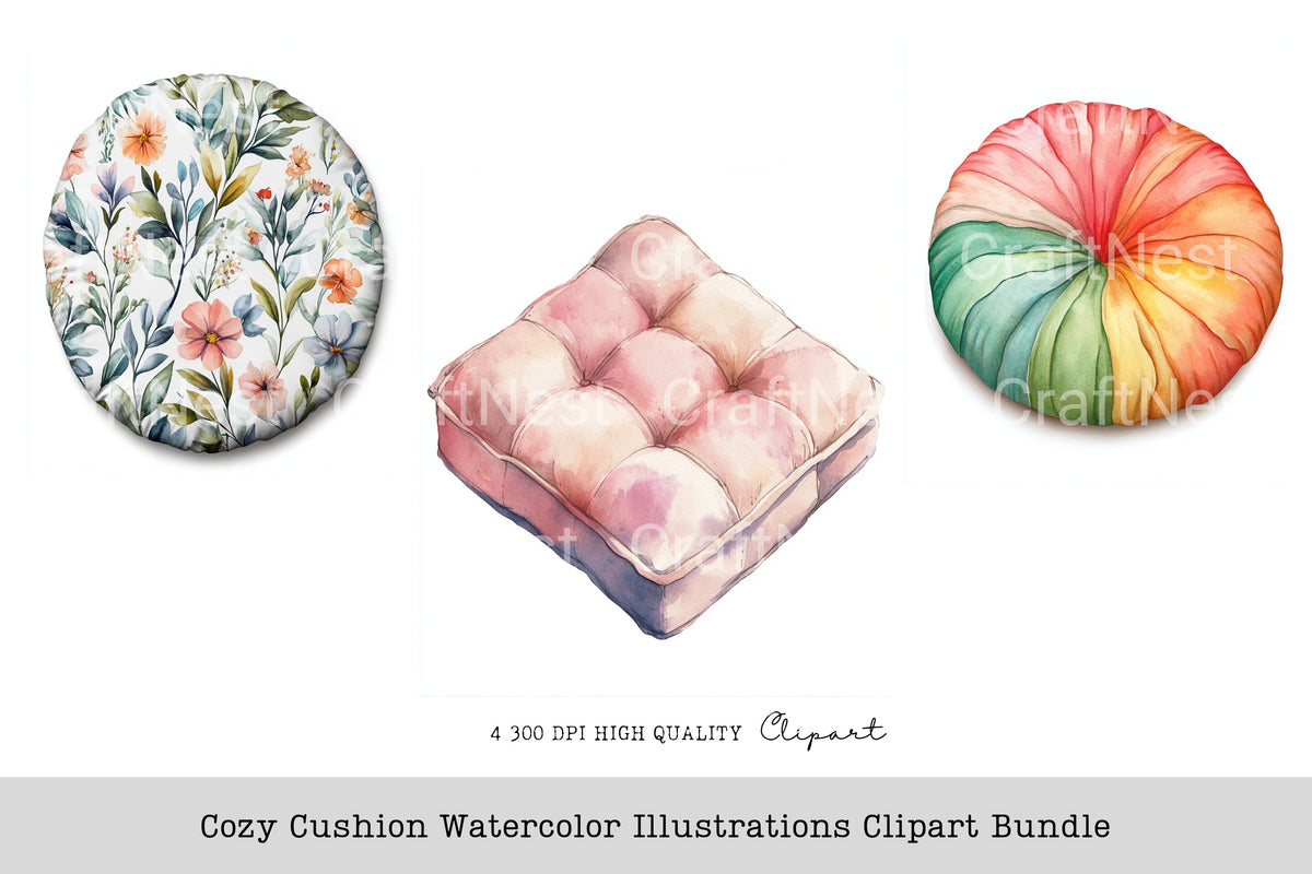 Cozy Cushion Illustrations Clipart Bundle
