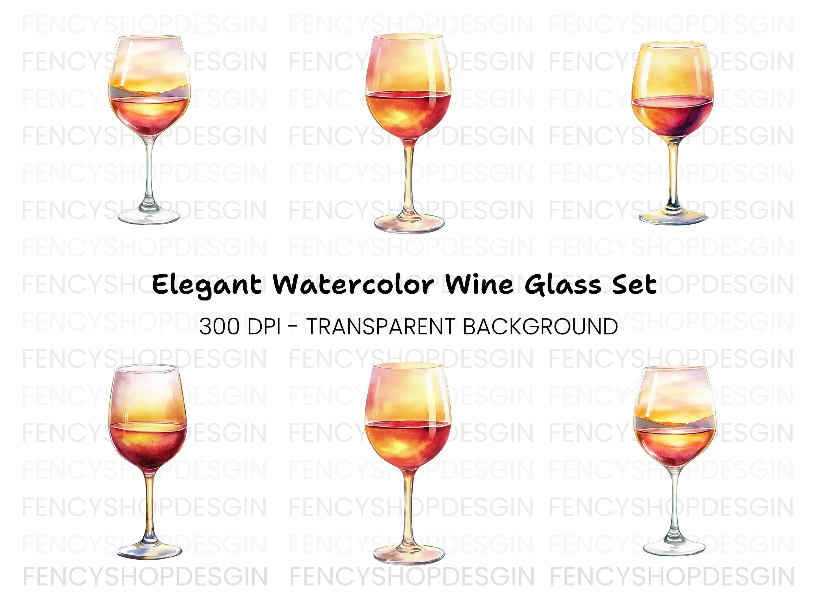 Wine Glass Clipart Bundle