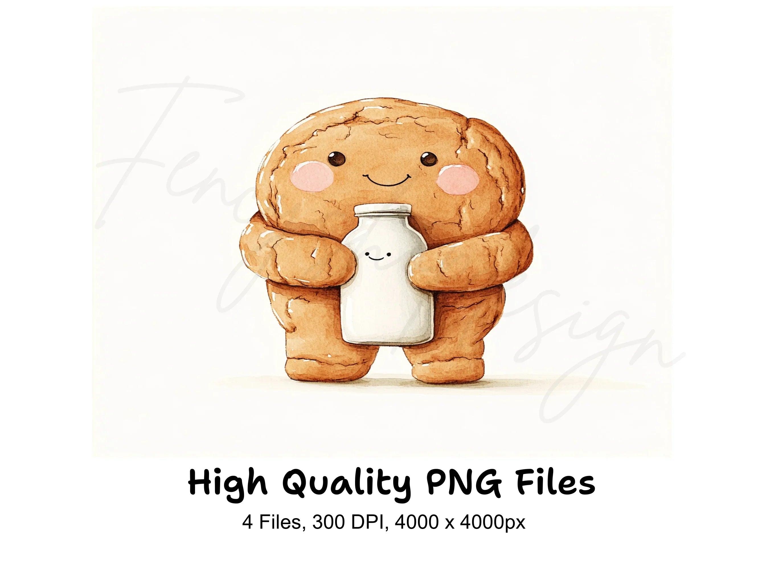 Cute Cookie and Milk Bottle Clipart Bundle