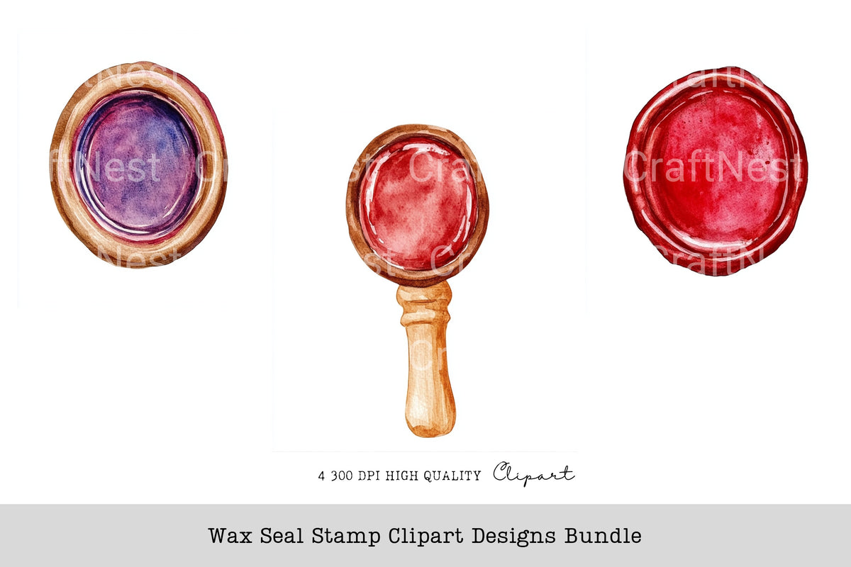 Wax Seal Stamp Designs Clipart Bundle
