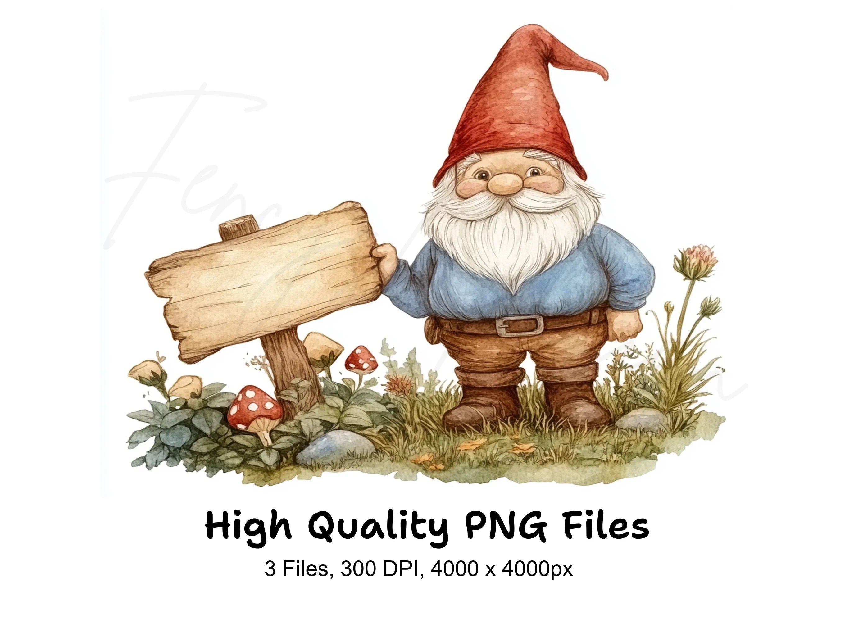 Cute Gnomes with Signs Clipart Bundle
